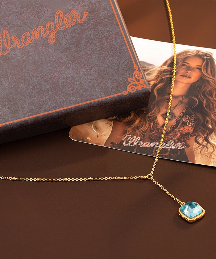 Wrangler Gold Plated Minimalist Pendant Necklace & Earrings Set for Women - Elegant Jewelry Gift for Birthday, Anniversary & Everyday Wear