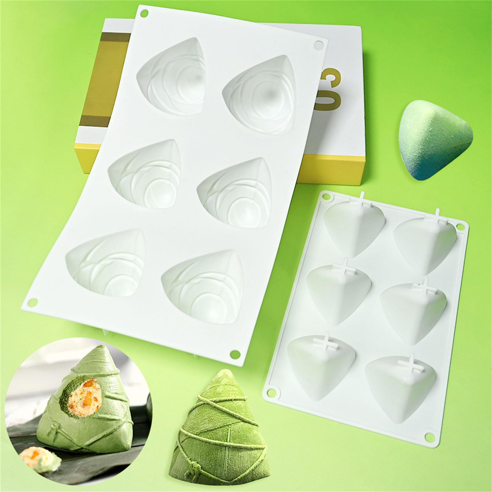 6Pcs Bamboo Zongzi Molds - Easy-to-Use Dumpling & Cake Making Trays for Desserts | Perfect for Asian Cooking, Family Gatherings & Holiday Celebrations