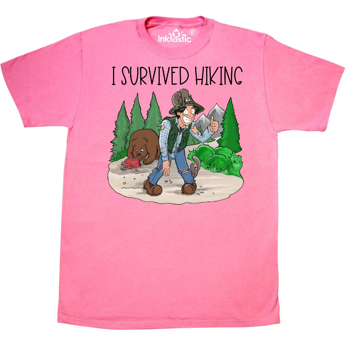 Inktastic I Survived Hiking T-Shirt - Funny Outdoor Adventure Tee for Men & Women - Perfect for Camping, Backpacking & Nature Lovers