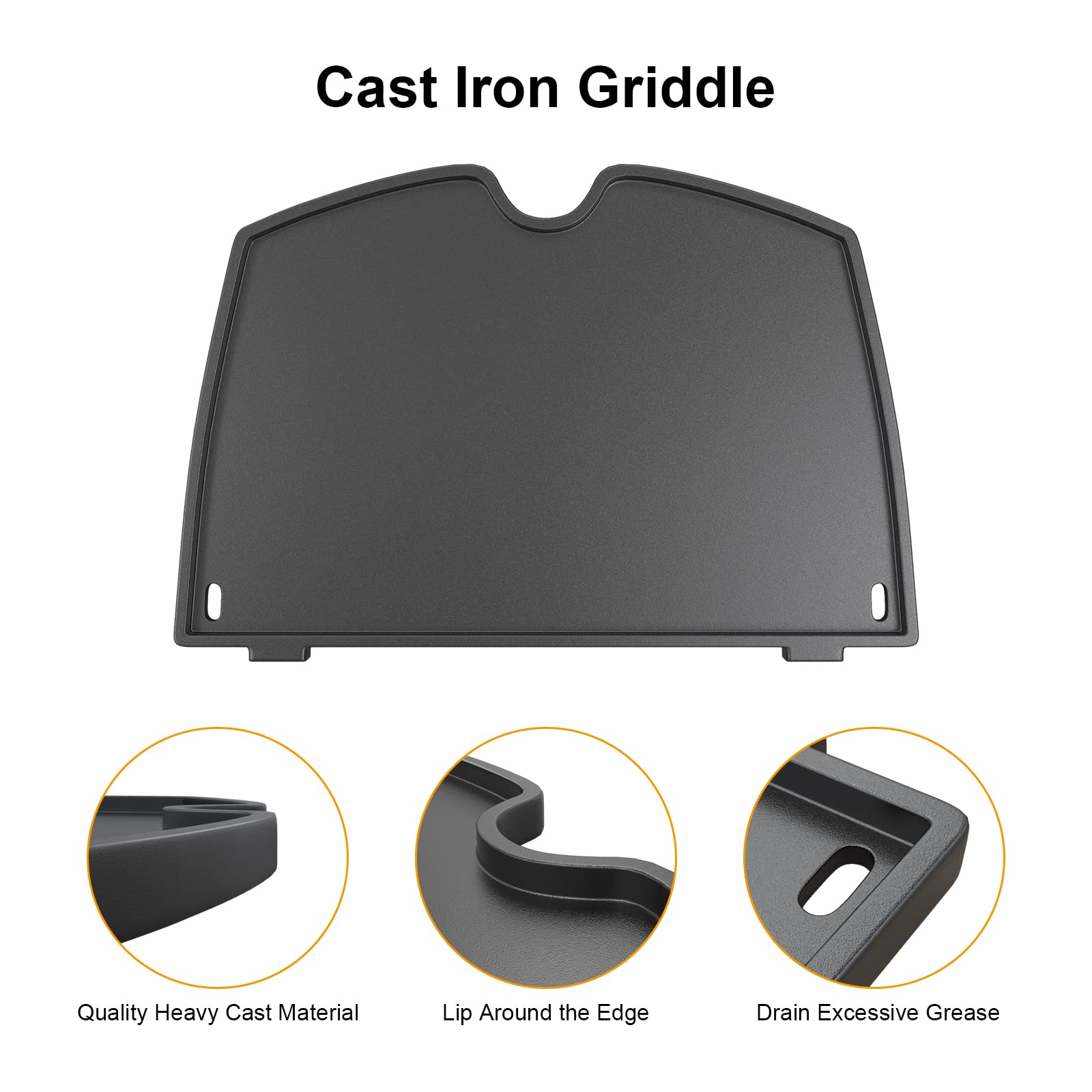 Weber Q100 Q120 Q140 Q1000 Q1200 Q1400 Series Cast Iron Grill Griddle - Heavy Duty BBQ Cooking Accessories for Outdoor Grilling, Camping & Backyard Parties