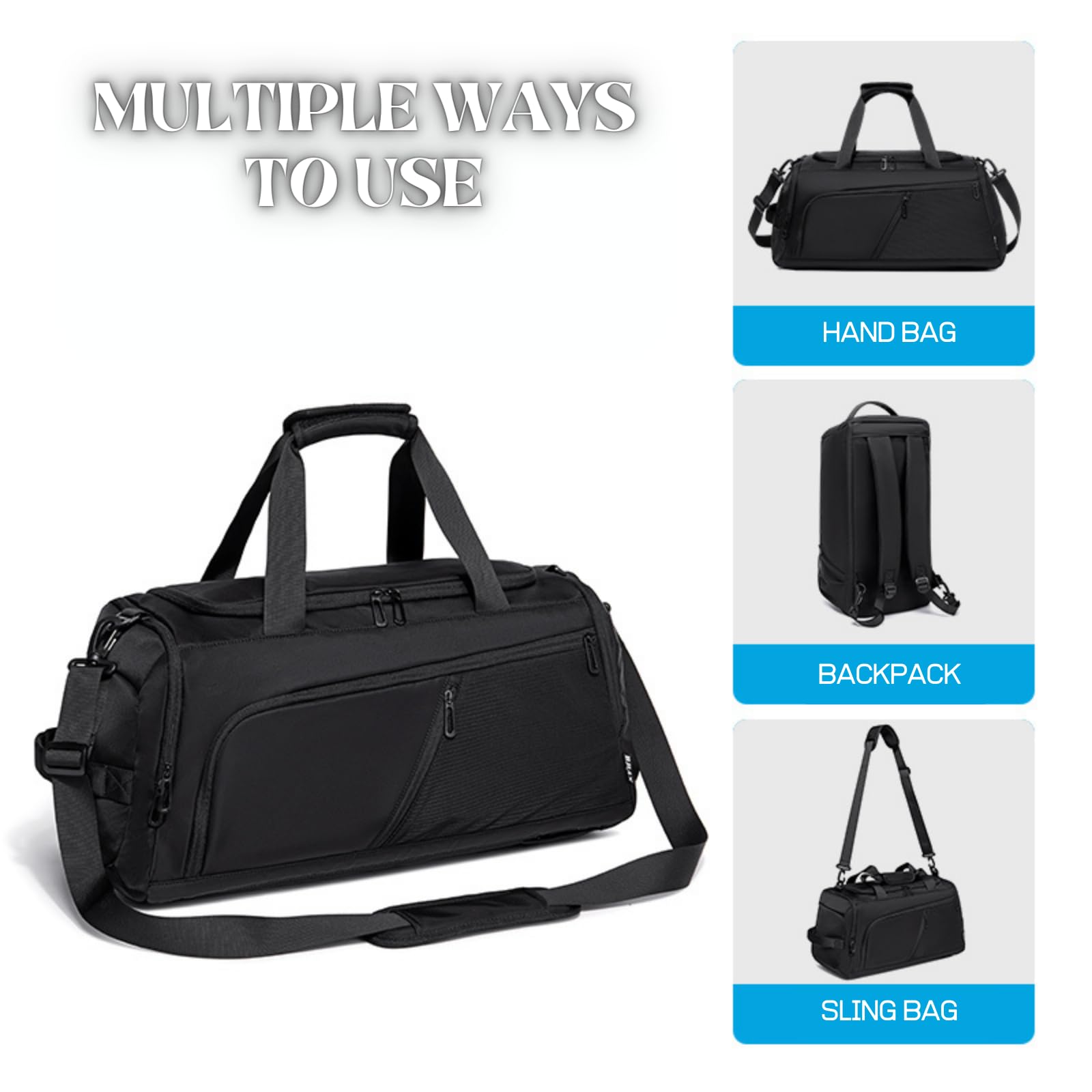 **40L Heavy Duty Gym Bag for Men - Waterproof & Tear Resistant Travel Duffel Bag with Shoe Compartment, Adjustable Strap - Perfect for Workout, Weekender Overnight Trips, Camping & Outdoor Adventures**