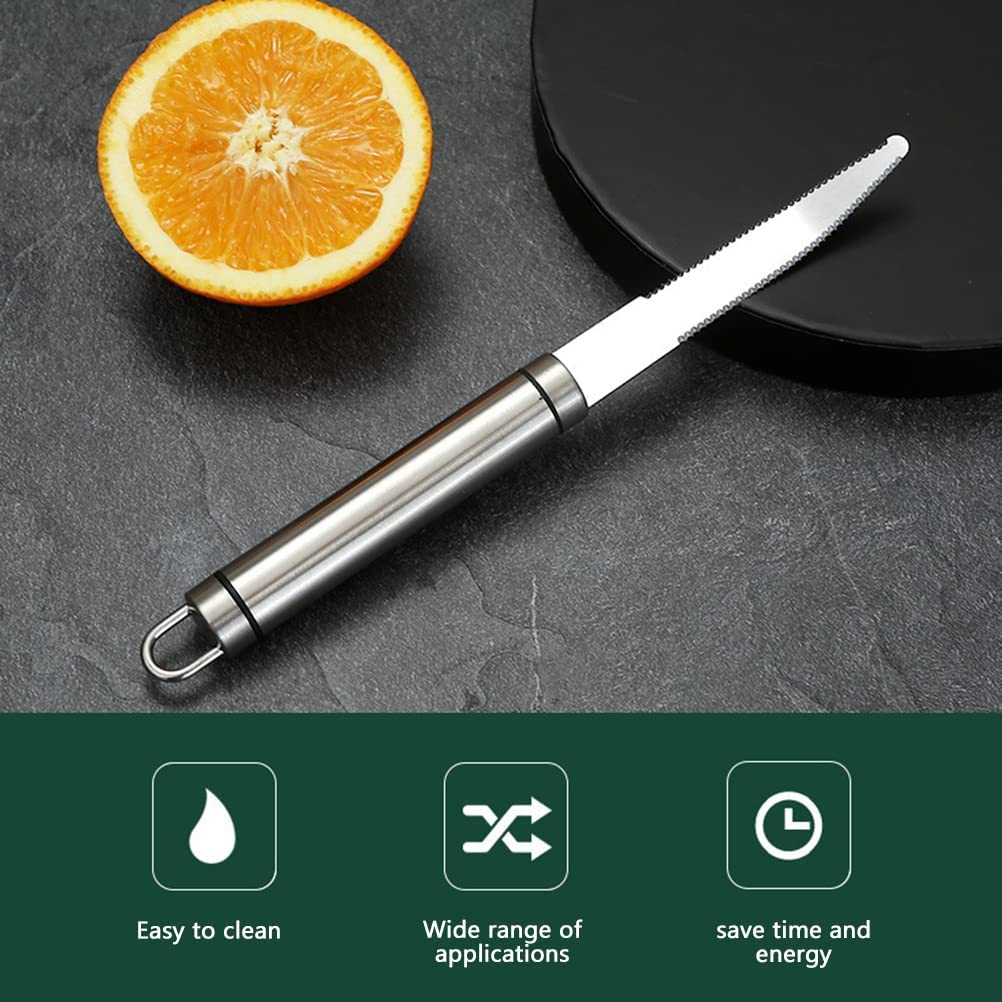 Premium Stainless Steel Grapefruit Knife - Curved Serrated Blade for Kitchen, Fruit Cutting & Bread Slicing - Professional Chef Carving Tool for Citrus Fruits, Melons & Baked Goods - Ideal for Home Cooks & Professional Kitchens