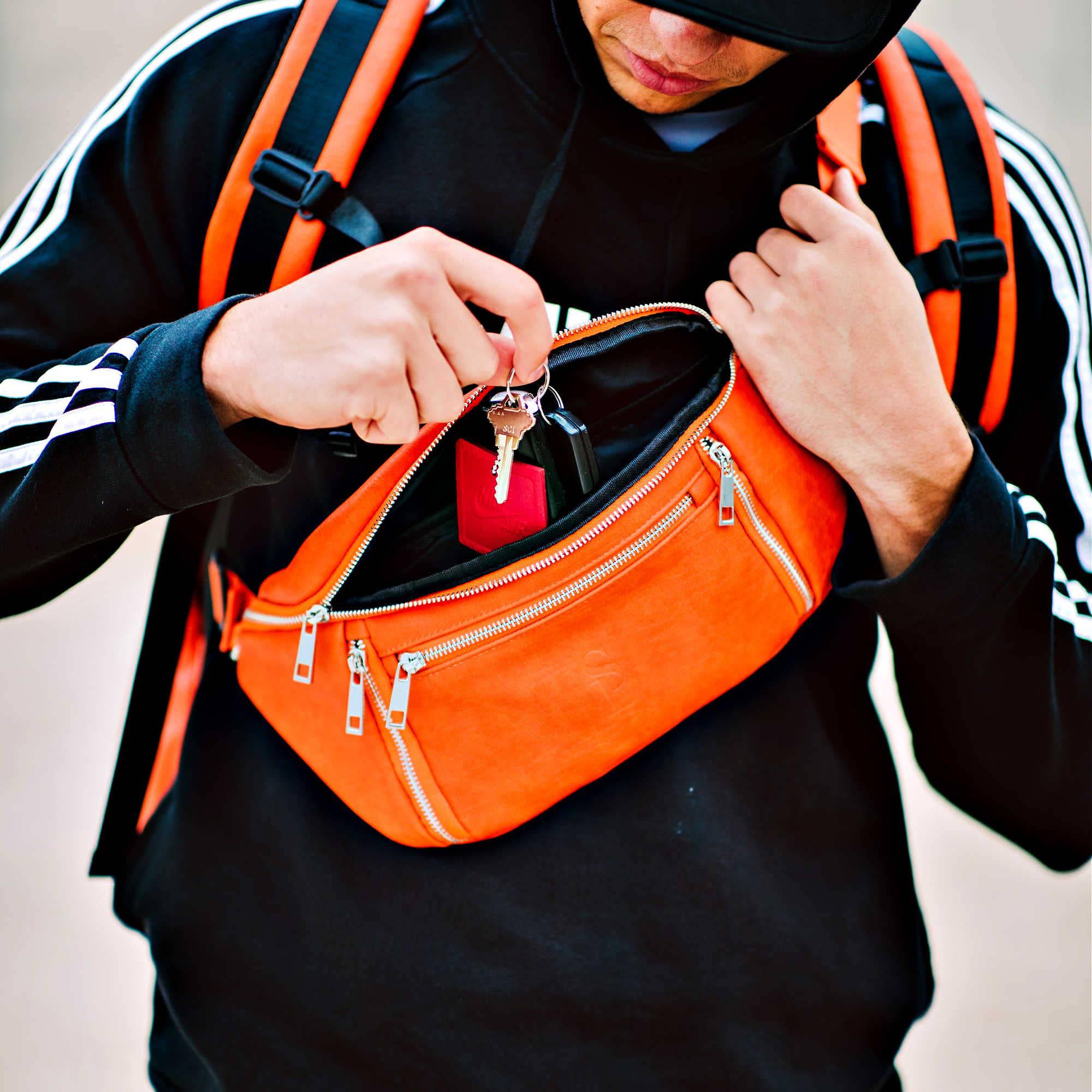 Orange Crossbody Sling Bag for Men & Women - Lightweight & Waterproof - Perfect for Travel, Hiking & Everyday Use