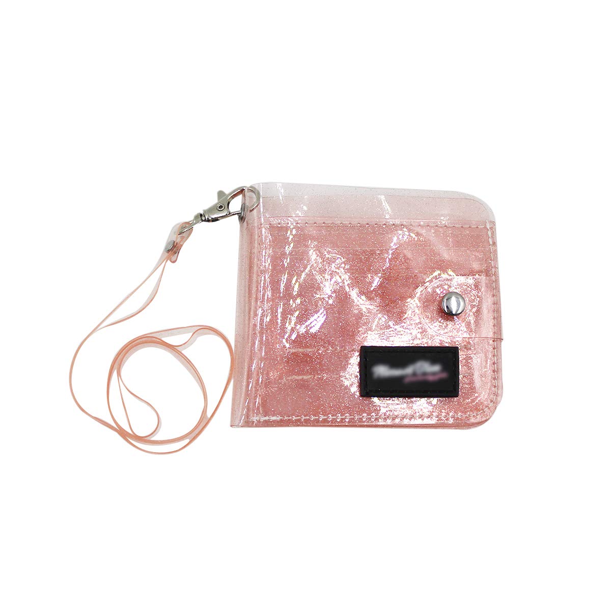 Aibearty Women's Glitter Clear PVC Slim Bifold Wallet - ID Credit Card Holder with Hanging String & Coin Pocket - Perfect for Everyday Use, Parties, and Travel Accessories