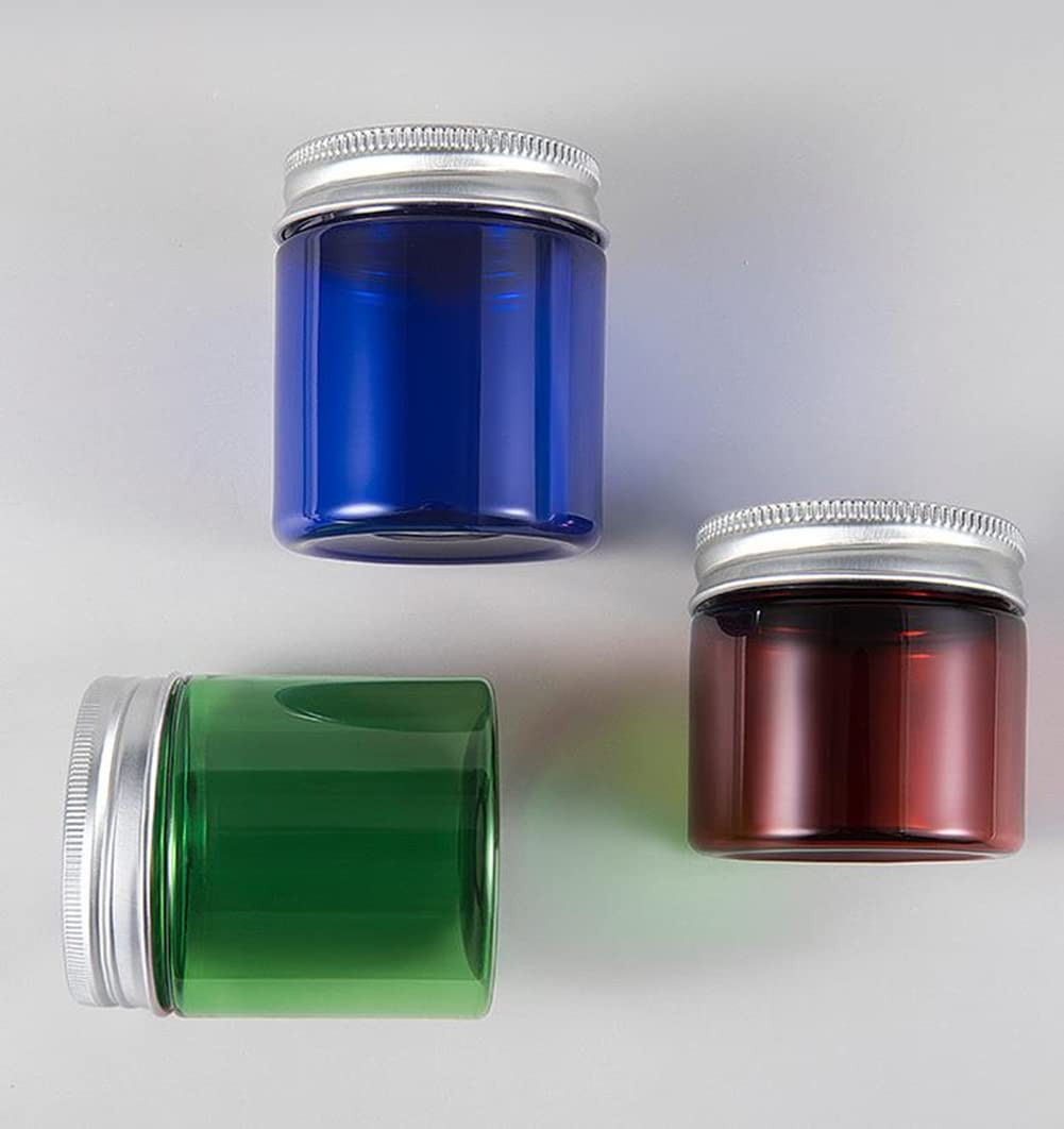 6-Pack Empty Round Jars with Aluminum Lids - 2oz Green Refillable Plastic Cosmetic Containers for Creams, Lotions & Solid Beauty Products | Travel-Size Storage for DIY Crafts, Makeup, Skincare & Home Organization