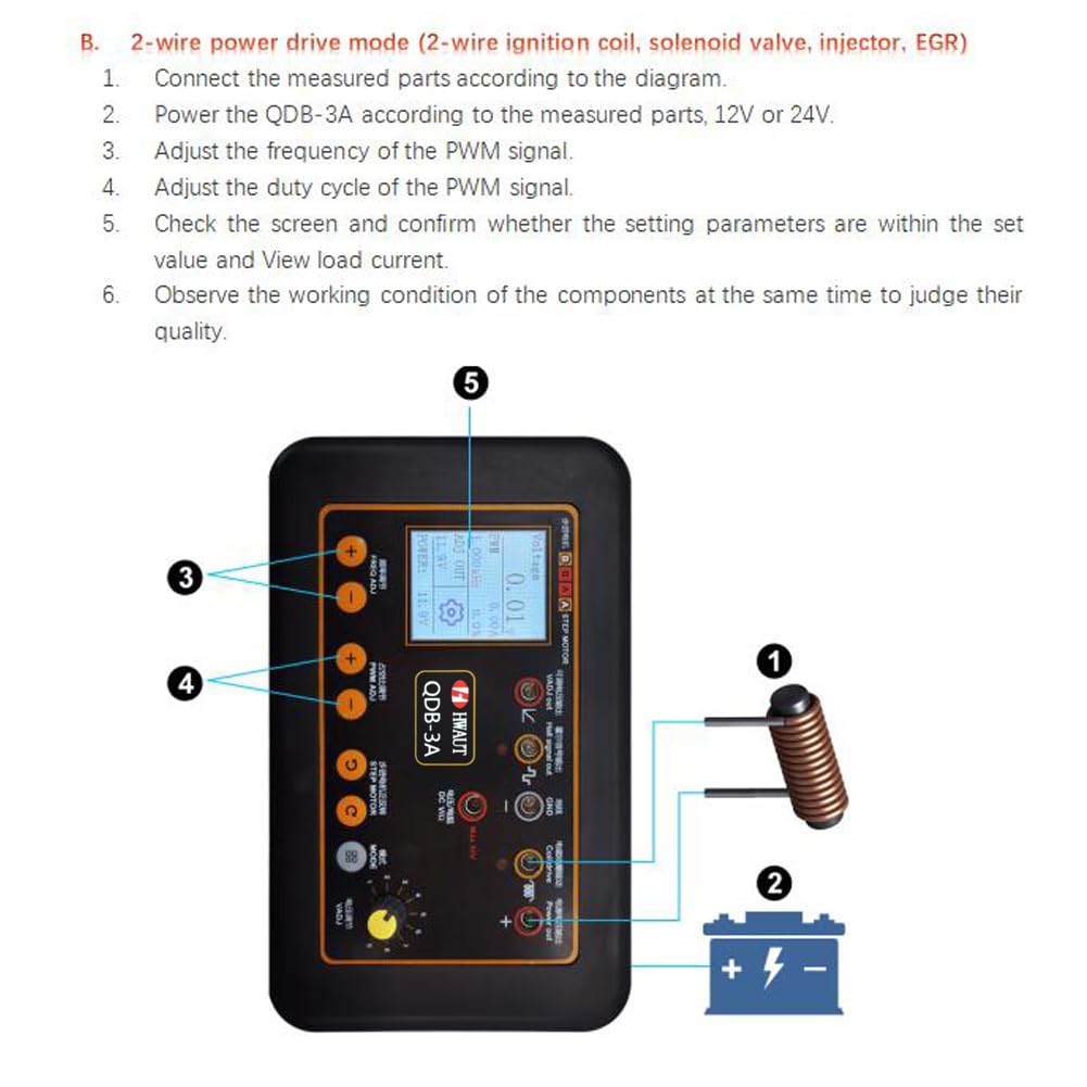 QDB-3A Automotive Ignition Coil Tester - Professional Car Diagnostic Tool for Testing Ignition Coils, Injector Solenoid Valves & Idle Stepper Motors | Perfect for Mechanics & DIY Car Repair | Engine Fault Detection & Troubleshooting
