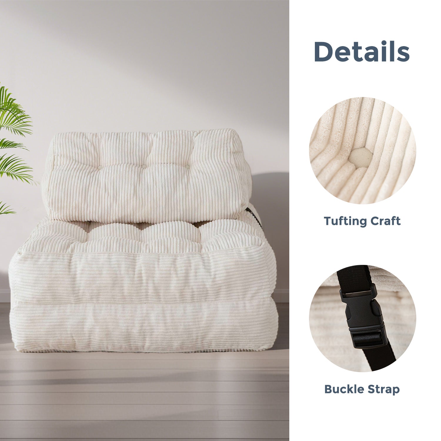 MAXYOYO Corduroy Sofa Bed - Convertible Sleeper Chair with Back Support | Comfortable for Living Room, Guest Room & Small Spaces