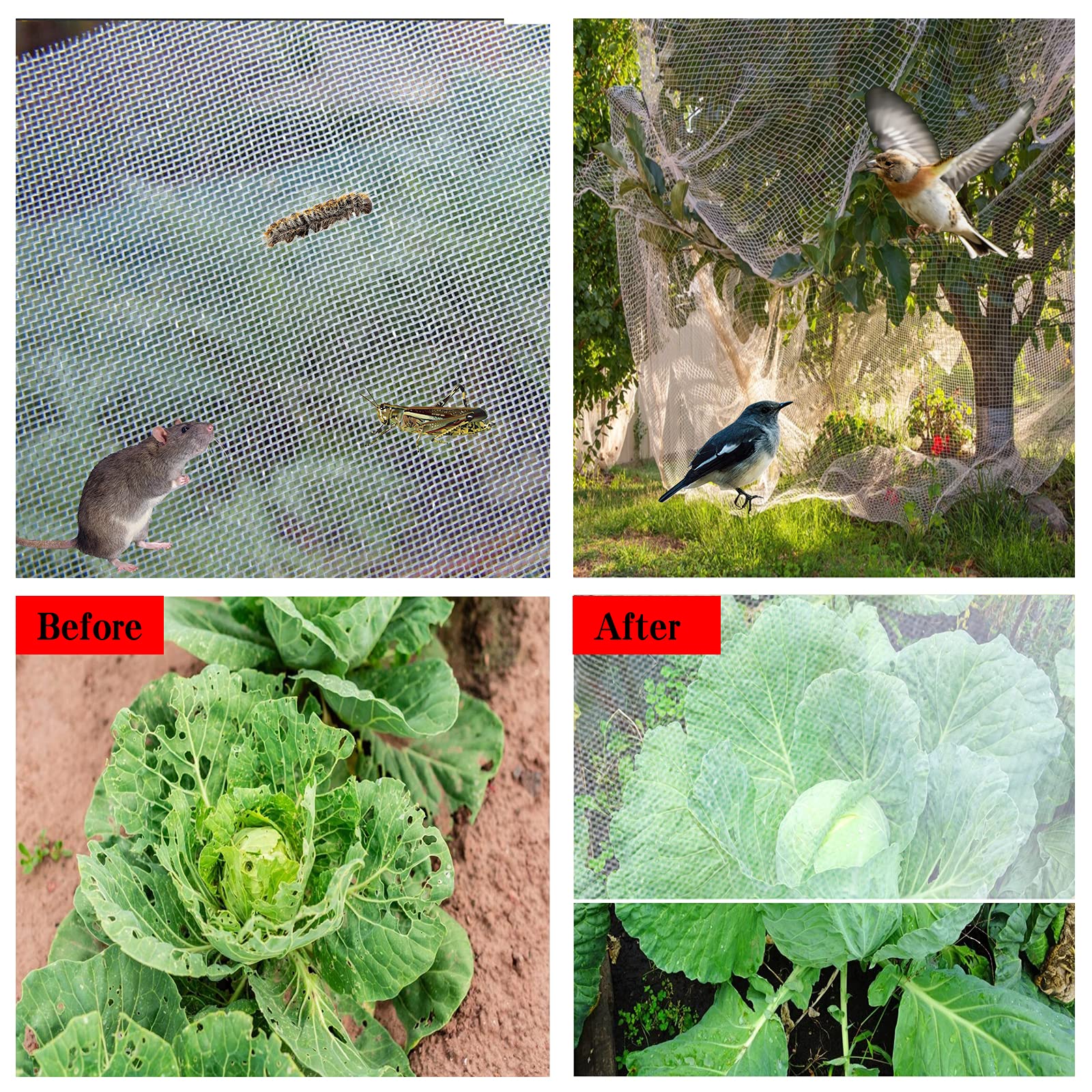 8x24Ft Garden Netting Pest Barrier - Mosquito & Bird Protection Mesh for Raised Beds, Row Covers | Durable Plant Cover for Vegetable Gardens, Fruit Trees & Outdoor Plants