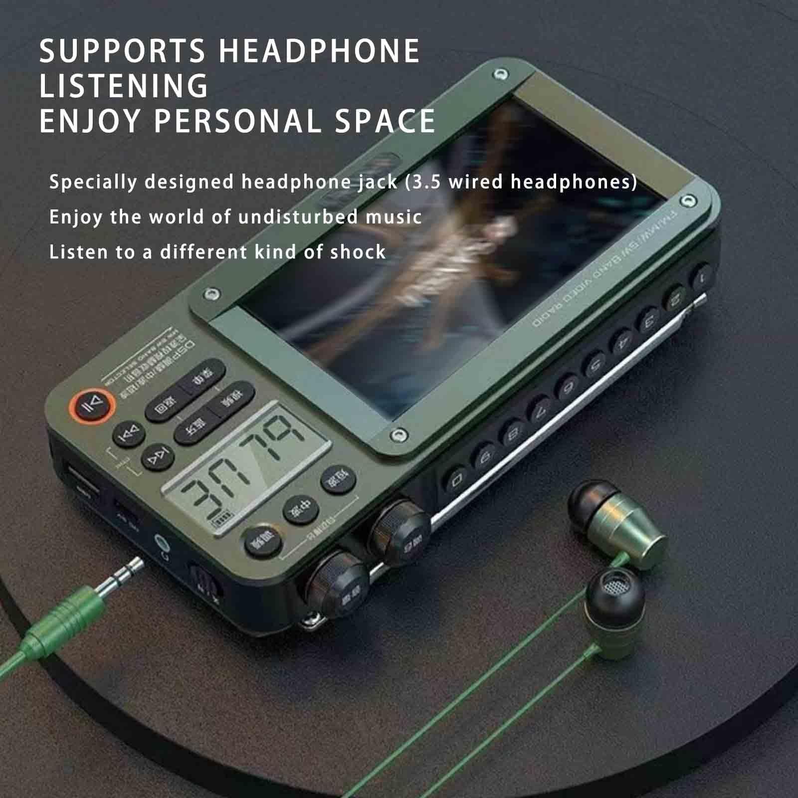 Premium Portable Bluetooth Pocket TV & AM/FM Radio - Full Band Video Receiver with USB/TF Card Support, Built-in Antenna (2 Pack, Grey) - Perfect for Travel, Camping, and Emergency Use