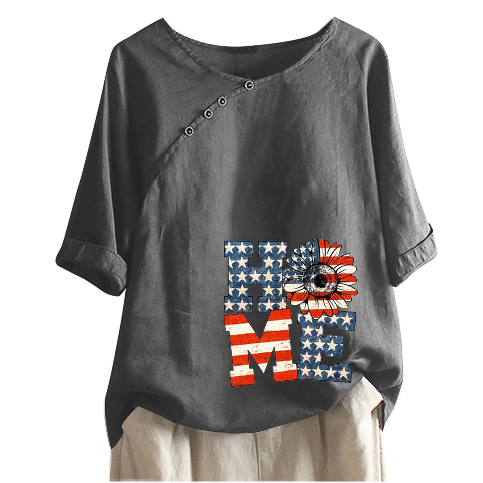 Women's Summer Short Sleeve V-Neck T-Shirts - Loose Fit Trendy Casual Tops for Women | Perfect for Beach, Vacation & Everyday Wear | MQ55