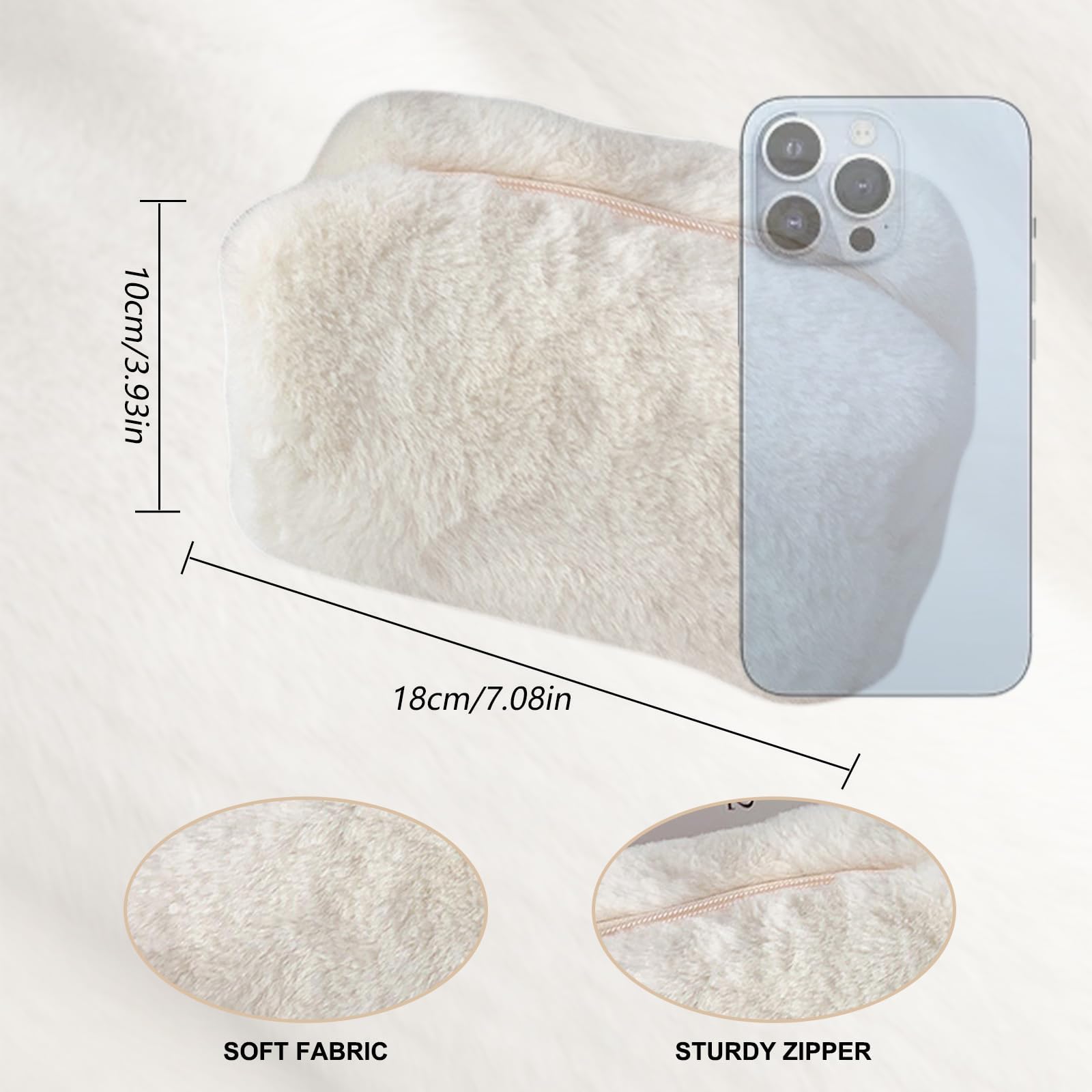 Soft Plush Mini Makeup Bag for Women & Girls - Cute Small Cosmetic Pouch for Purse (White) | Perfect for Travel, Gym & Everyday Essentials