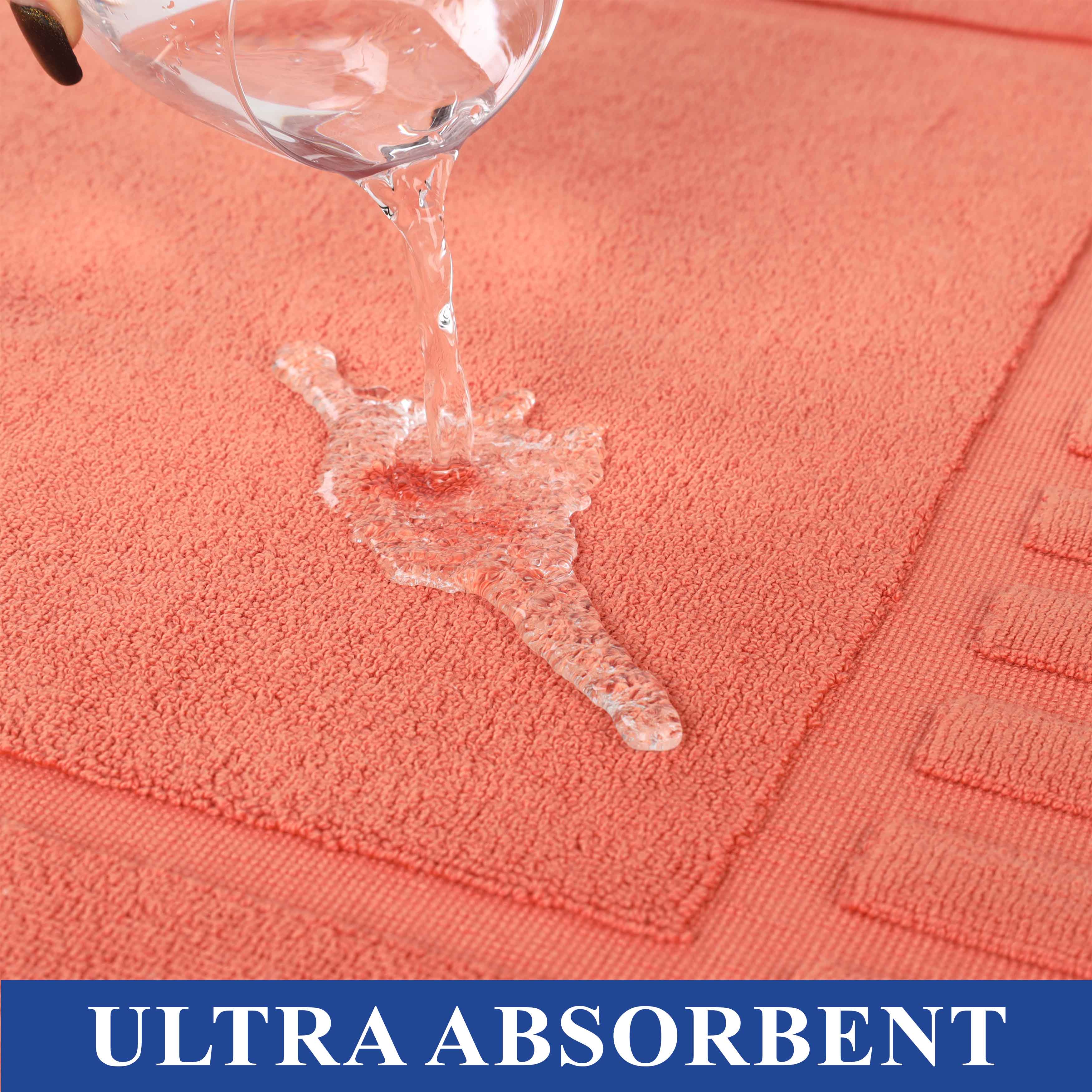 Premium Cotton Modern Geometric Border Bath Mat Set of 2 - Ultra Absorbent, Non-Slip, Quick Dry Bathroom Rug for Bath, Shower & Vanity Area