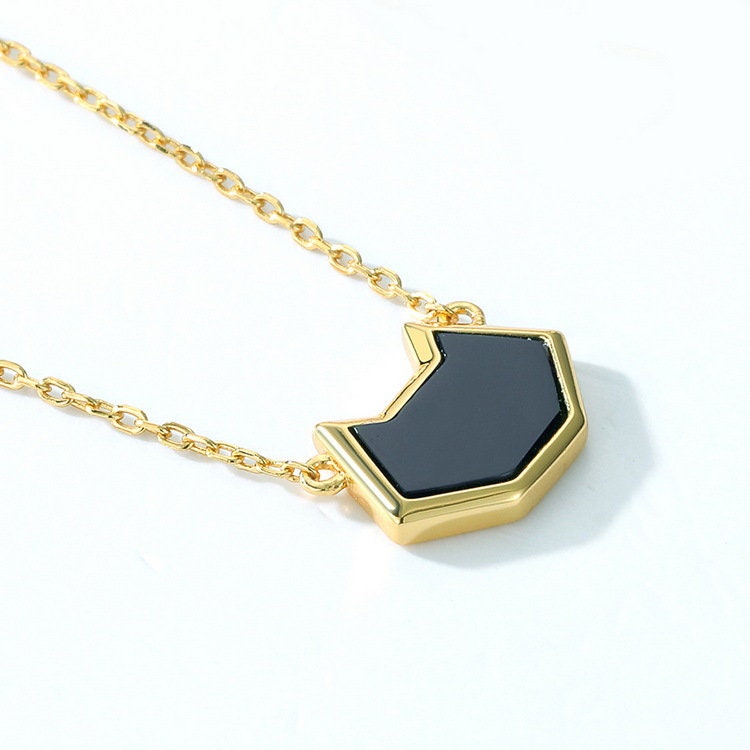 Natural Black Onyx Cat Pendant Necklace in 14K/18K Yellow Gold - Vintage Unique Personalized Owl Charm Jewelry Gift for Daughter - Perfect for Birthdays, Anniversaries & Special Occasions
