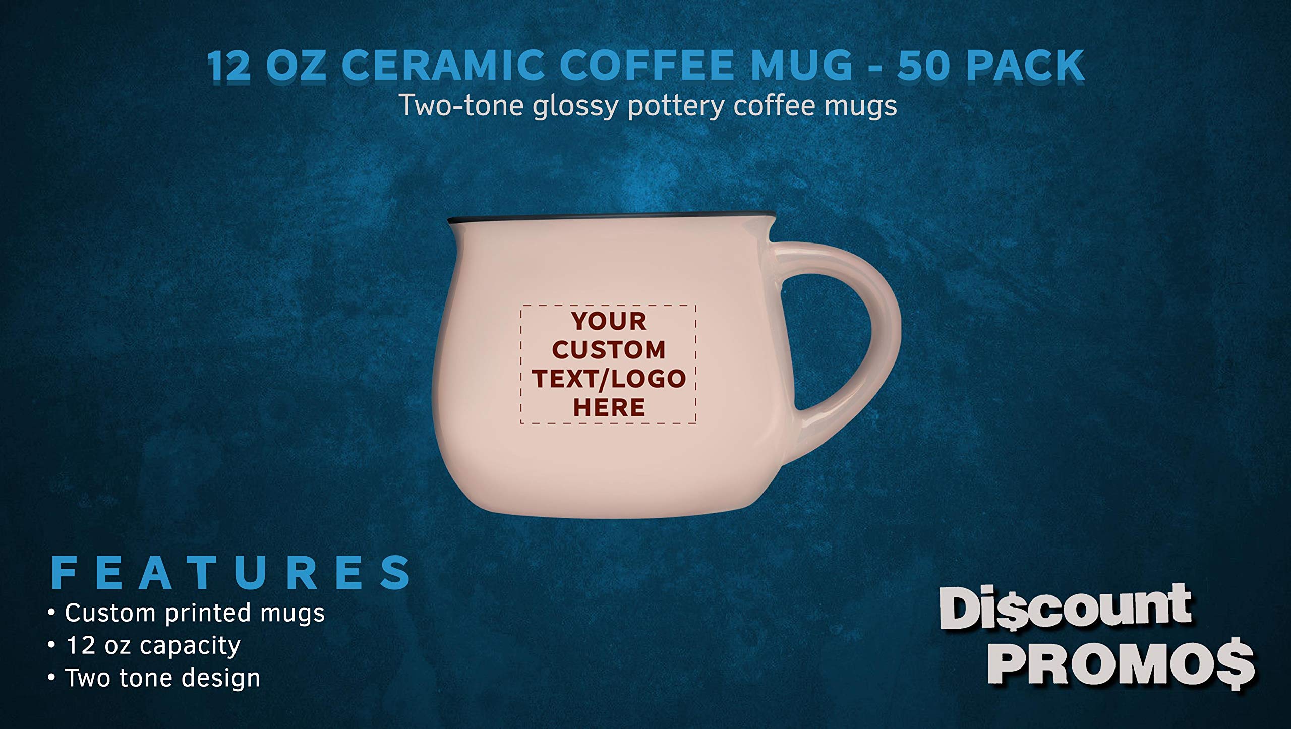 Personalized 12 oz Glazed Campfire Coffee Mugs - Bulk Set of 50 - Custom Ceramic Mugs for Coffee, Tea, Hot Chocolate & Espresso - Perfect for Cafes, Restaurants, Camping & Gifts - Cream Color
