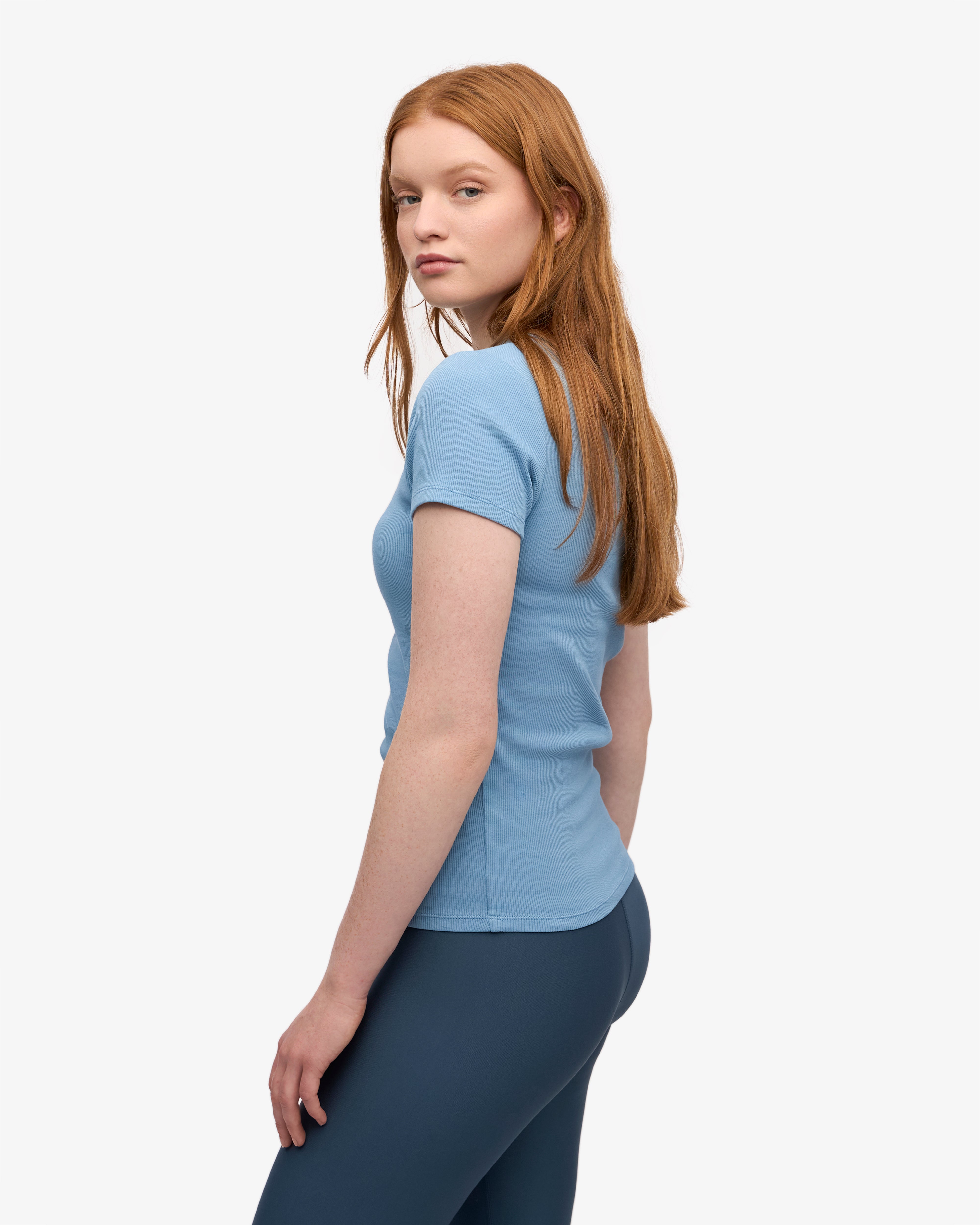 Organic Cotton Ribbed T-Shirt for Women - Soft & Comfortable Crew Neck Tee - Ultra Violet Purple - Perfect for Casual Wear, Layering & Everyday Outfits