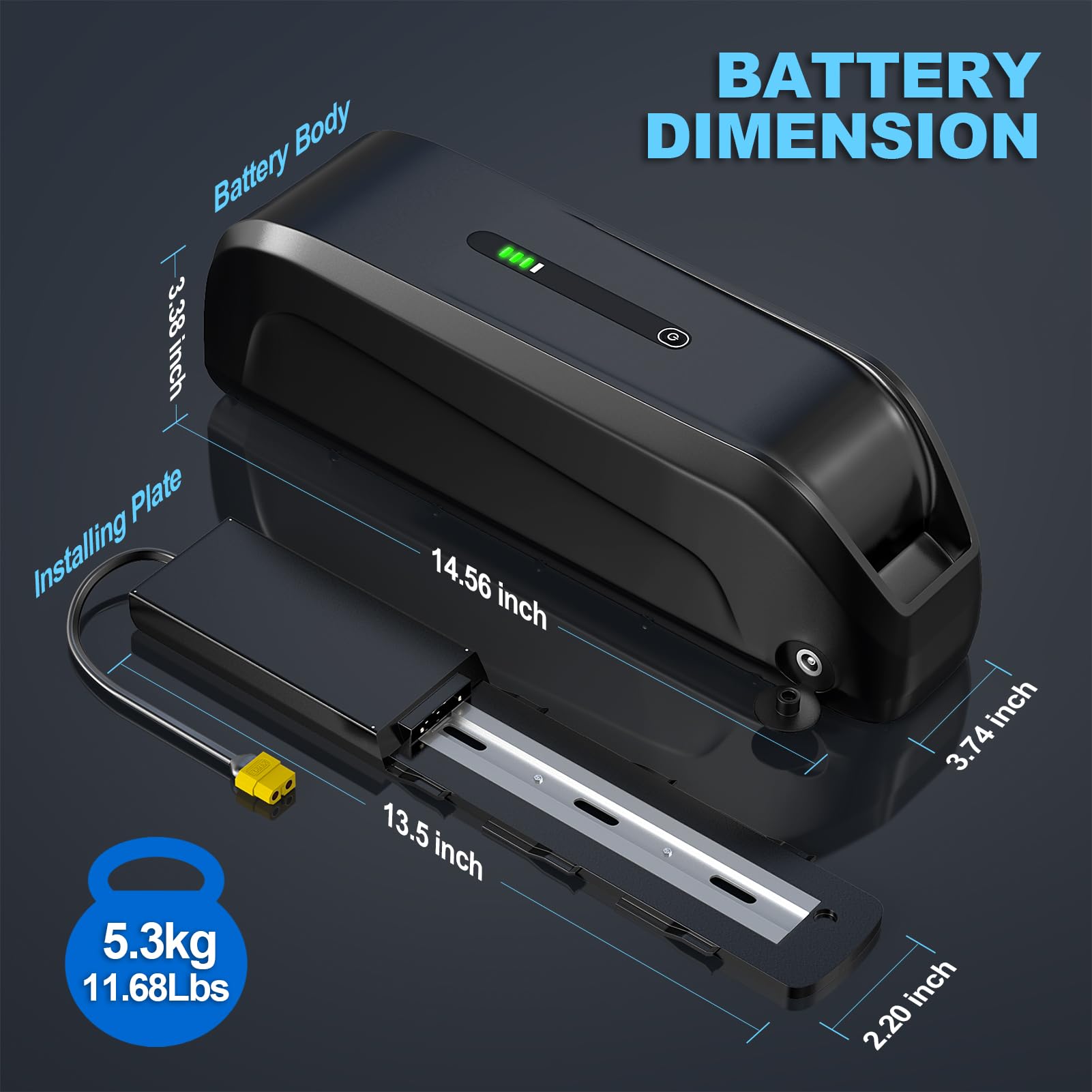H HAILONG 58.8V Lithium Battery for Electric Bike/E-Bike/Scooter - 40A BMS, Fast Charger, Power Switch & LED Display - Compatible with 100W-1500W Motors (Motorcycle/Tricycle) - Perfect for Commuting, Delivery & Outdoor Adventures