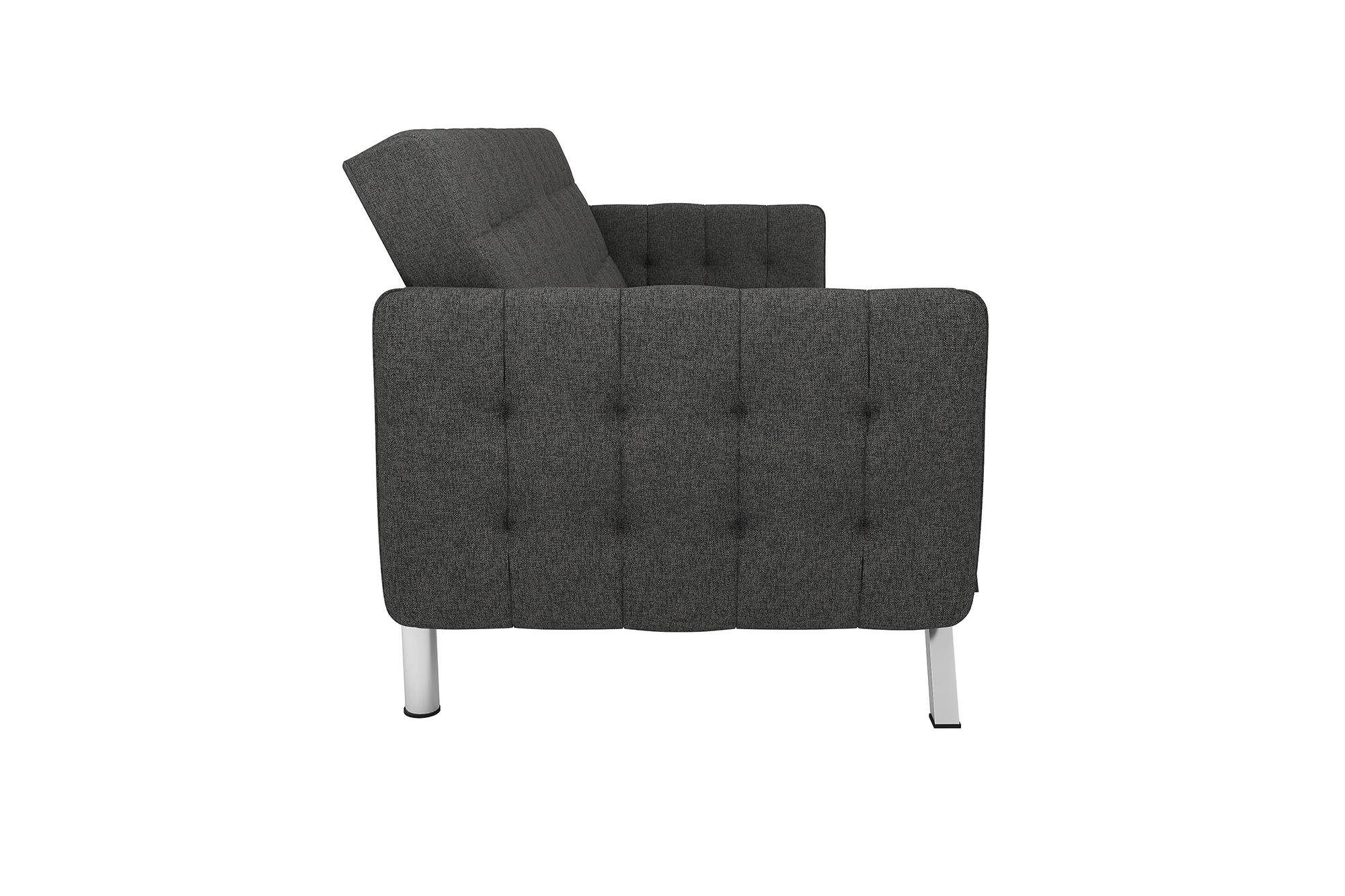 DHP Emily Convertible Futon and Sofa Sleeper - Grey Linen Upholstered Multi-Functional Couch Bed for Small Spaces | Perfect for Apartments, Guest Rooms & Home Offices