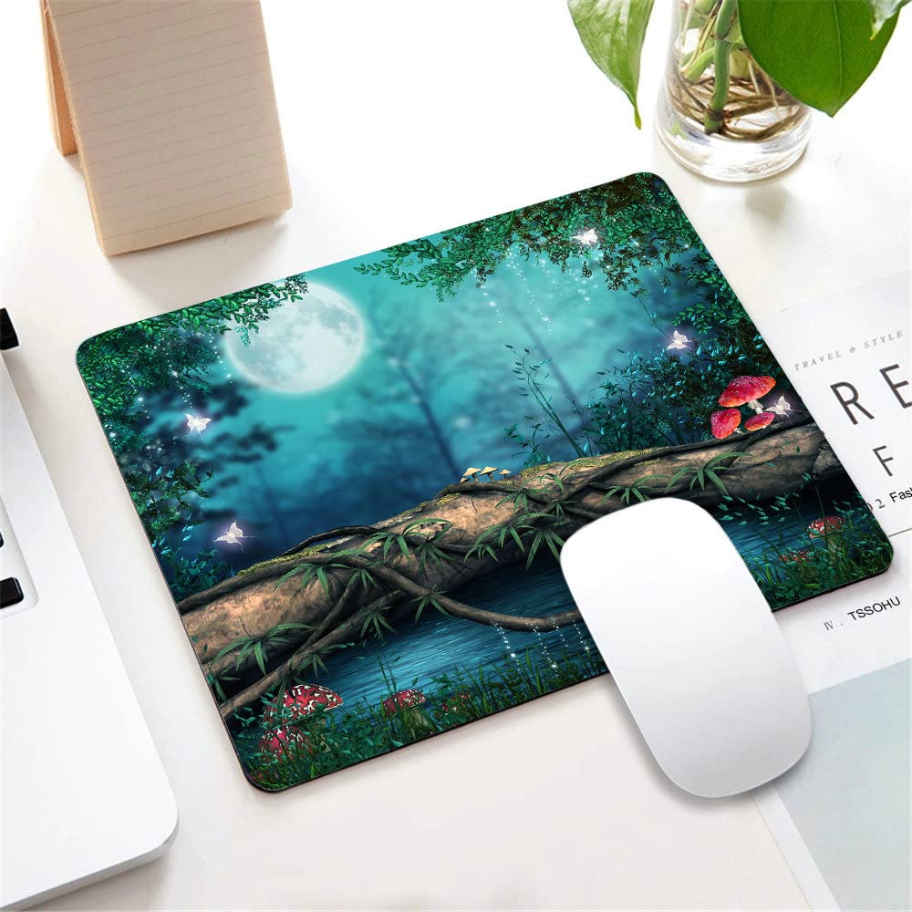 Enchanted Pond Mouse Pad - Washable Square Cloth Mousepad with Non-Slip Rubber Base for Office, Laptop & Wireless Mouse | Perfect for Gaming, Work & Home Office Desks