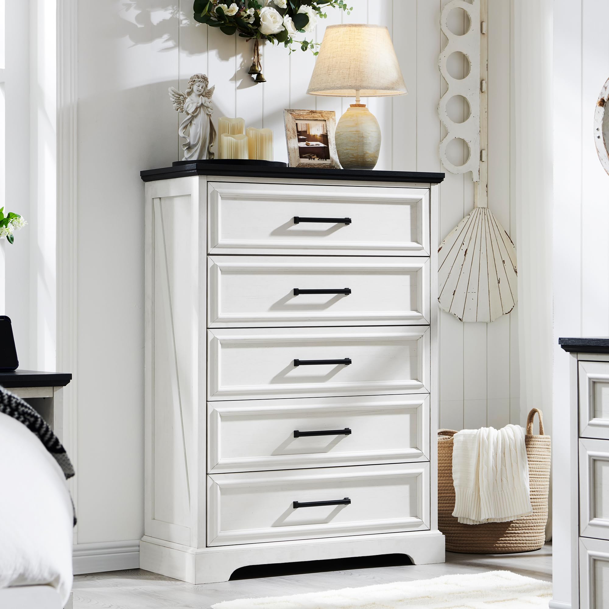 Rustic Farmhouse 5-Drawer Dresser Chest for Bedroom - 46