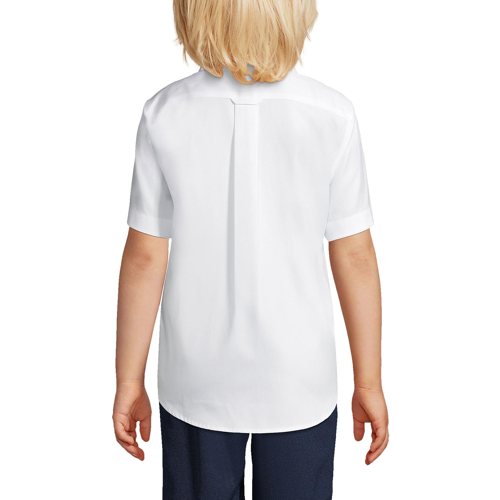 Lands' End Boys' Short Sleeve No-Iron Pinpoint Dress Shirt for School Uniforms - Comfortable & Wrinkle-Free for Daily Classroom Wear