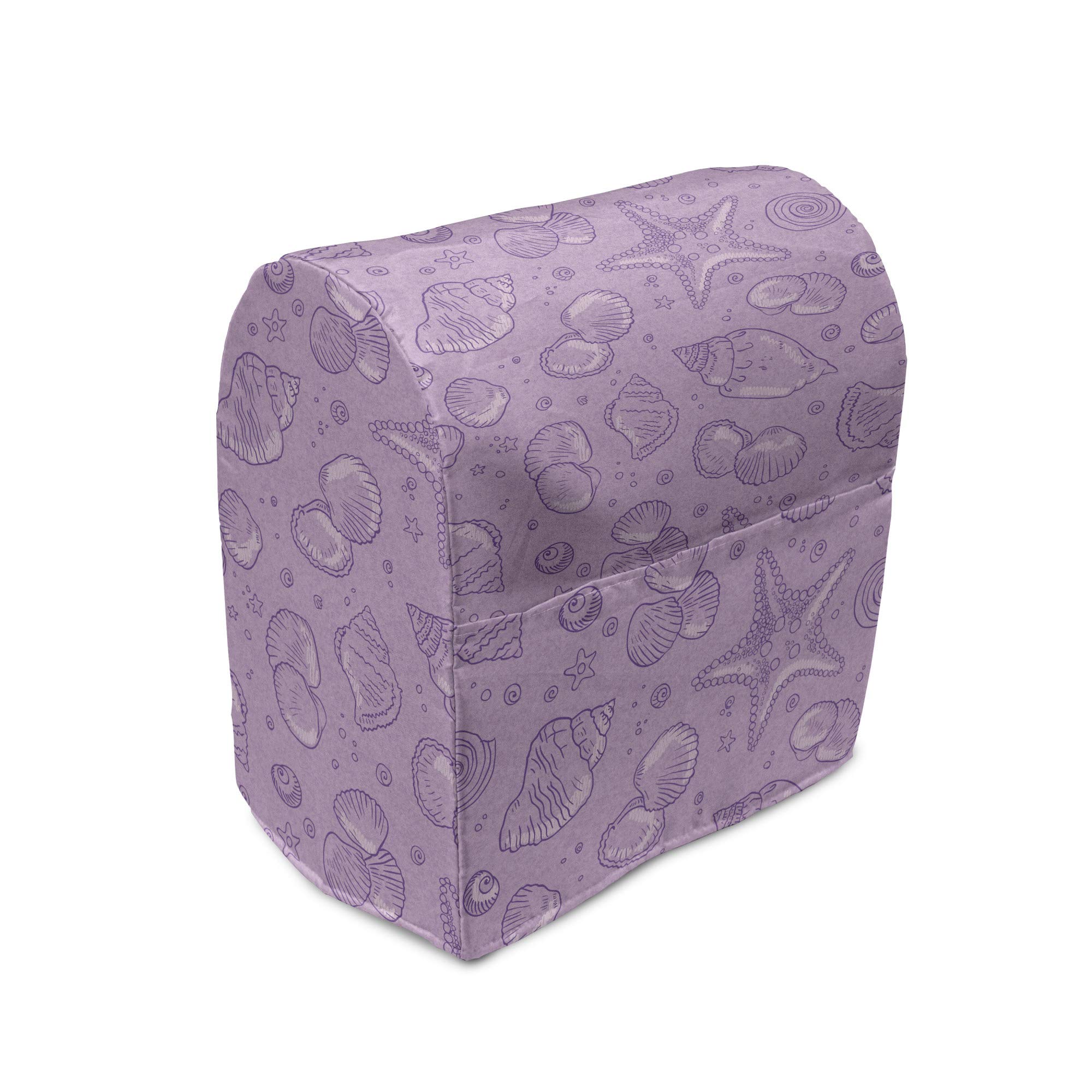 Ambesonne 6-8 Quart Stand Mixer Cover - Deep Sea Starfish & Nautilus Purple Print Kitchen Appliance Organizer with Pocket | Waterproof Mixer Bag for Baking, Cooking & Kitchen Storage | Violet & Mauve Design