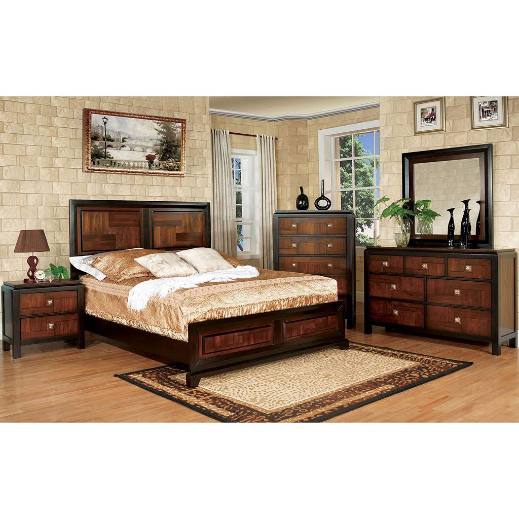 Simple Relax 2-Drawer Nightstand with Two-Tone Acacia & Walnut Wood Design - Perfect for Bedroom, Living Room or Office Storage