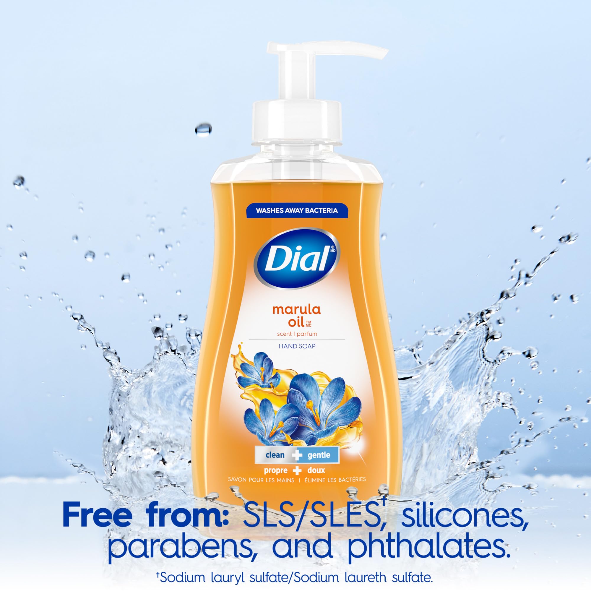 Dial Marula Oil Liquid Hand Soap, 7.5 Fl Oz - Moisturizing & Gentle for Dry Skin - Perfect for Bathroom, Kitchen & Office Use