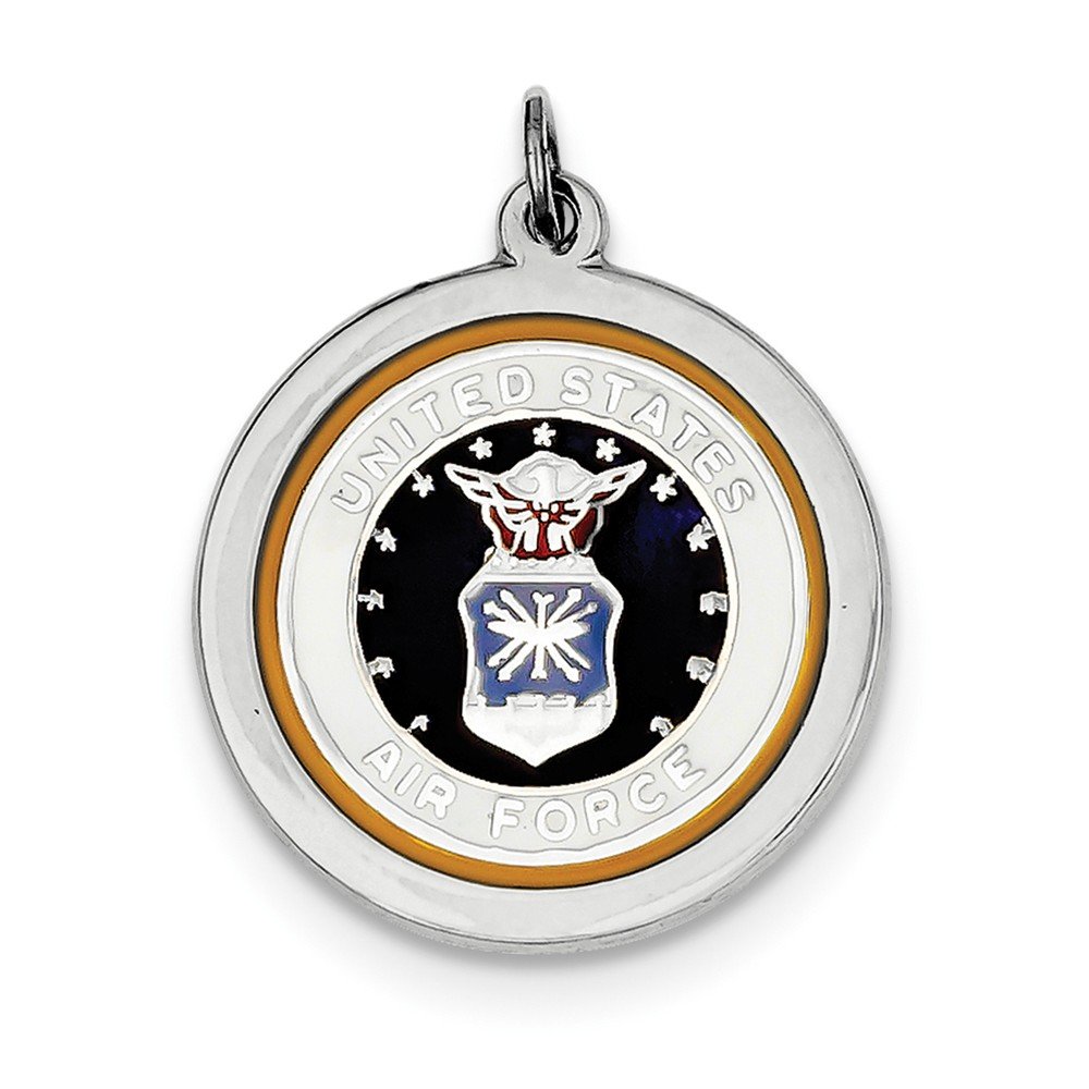 Authentic Sterling Silver US Air Force Disc Pendant - Military Jewelry for Men & Women - Perfect for Gifts, Veterans, and Patriotic Occasions