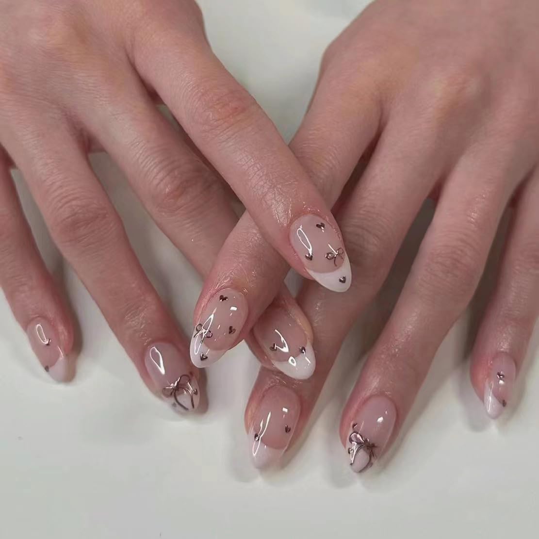 6 Packs (144 Pcs) Medium Press on Nails - Almond & Square Shape Full Cover Fake Nails with Adhesive Tabs, Acrylic Artificial Nails for DIY Manicure & Nail Art - Perfect for Parties, Weddings, and Everyday Wear