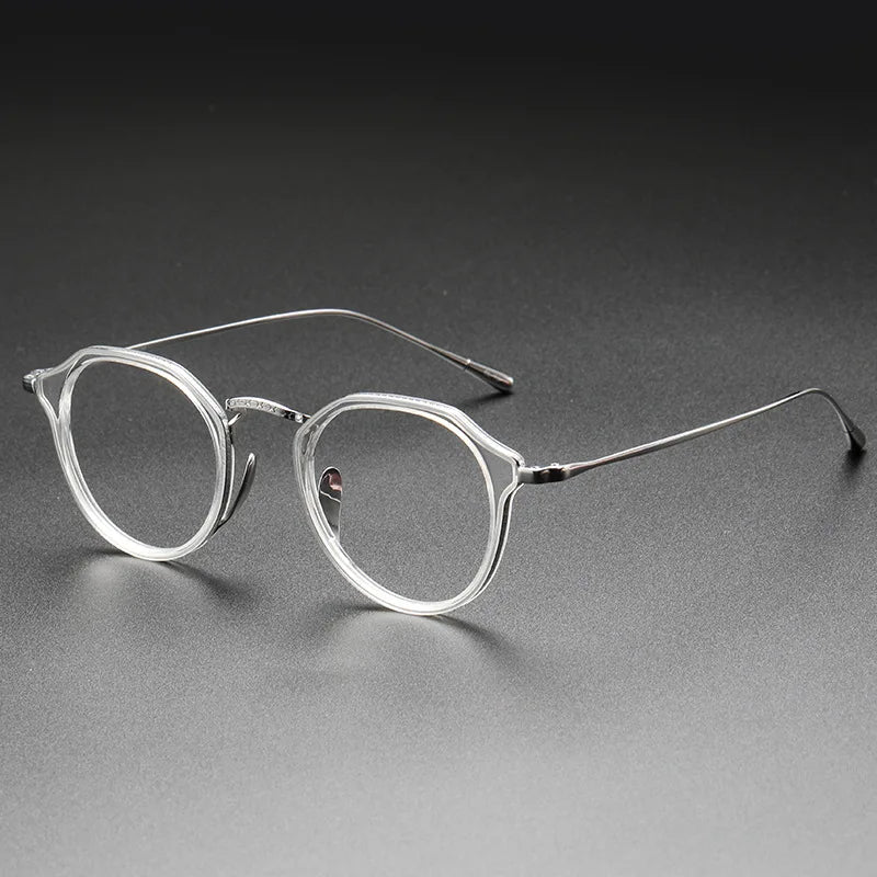 Stylish Unisex Oval Titanium Acetate Eyeglasses Frame 13113 - Lightweight Durable Glasses for Work, Reading & Fashion
