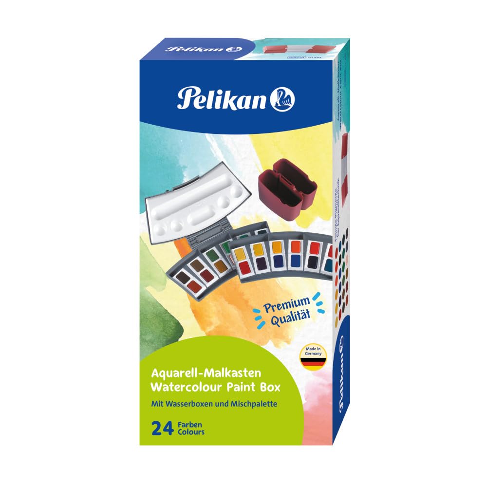 Pelikan Transparent Watercolor Paint Set - 24 Vibrant Colors (721894) | Professional Artist Grade Watercolors for Painting, Sketching & DIY Crafts