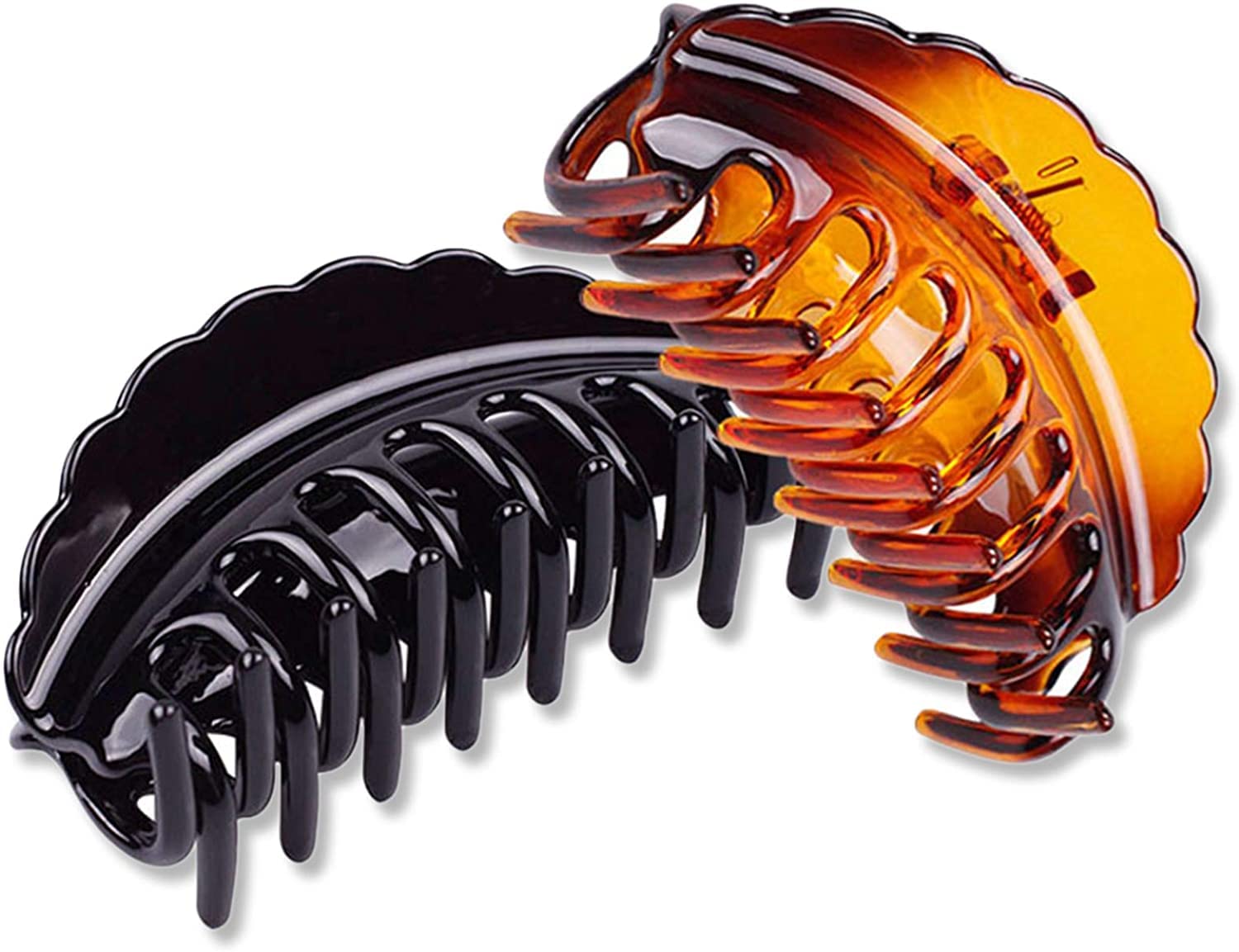 Marrie Large Hair Claw Clips for Thick Hair - Non-Slip Strong Hold Hair Clamps for Women & Girls - Big Jaw Hair Accessories for Long Hair Styling (Black/Brown/Clear) - Perfect for Workouts, Office & Everyday Use