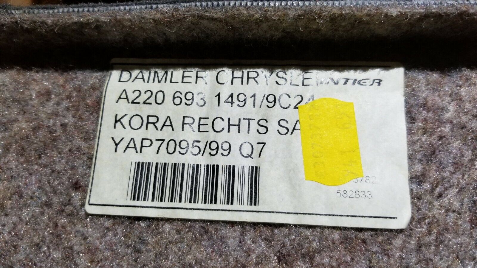 2003-2005 Mercedes Benz W220 S55 Rear Right Passenger Side Carpet Floor Mat OEM - Perfect Fit for Luxury Sedan Interior Upgrade & Protection