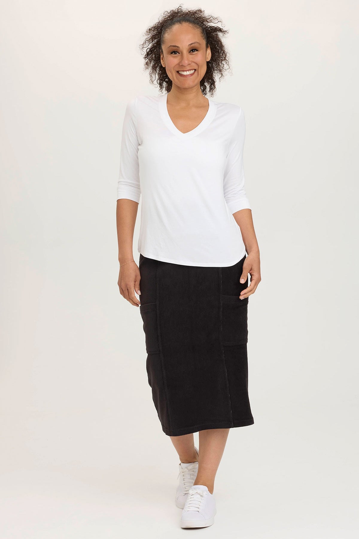 Fannar Black Skirt for Women - Elegant A-Line Midi Skirt with Pockets | Perfect for Office, Party & Casual Wear