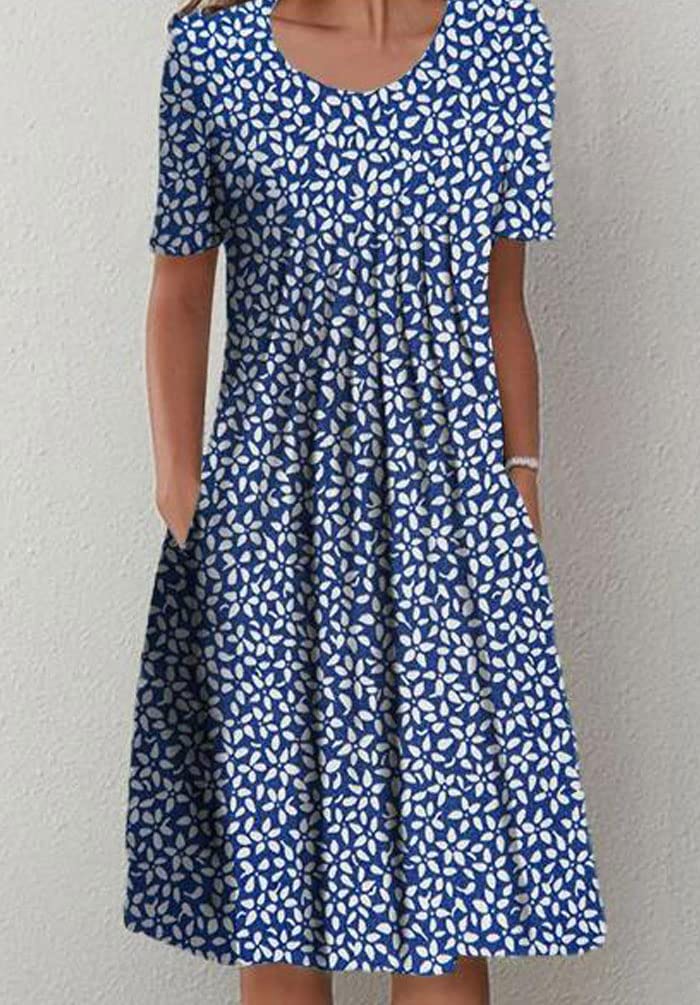 Deuyo Women's Casual Summer Midi Dresses for Mature Ladies - Flowy Comfortable Tea-Length Dress for Outdoor Parties, Beach Vacations & Daily Wear