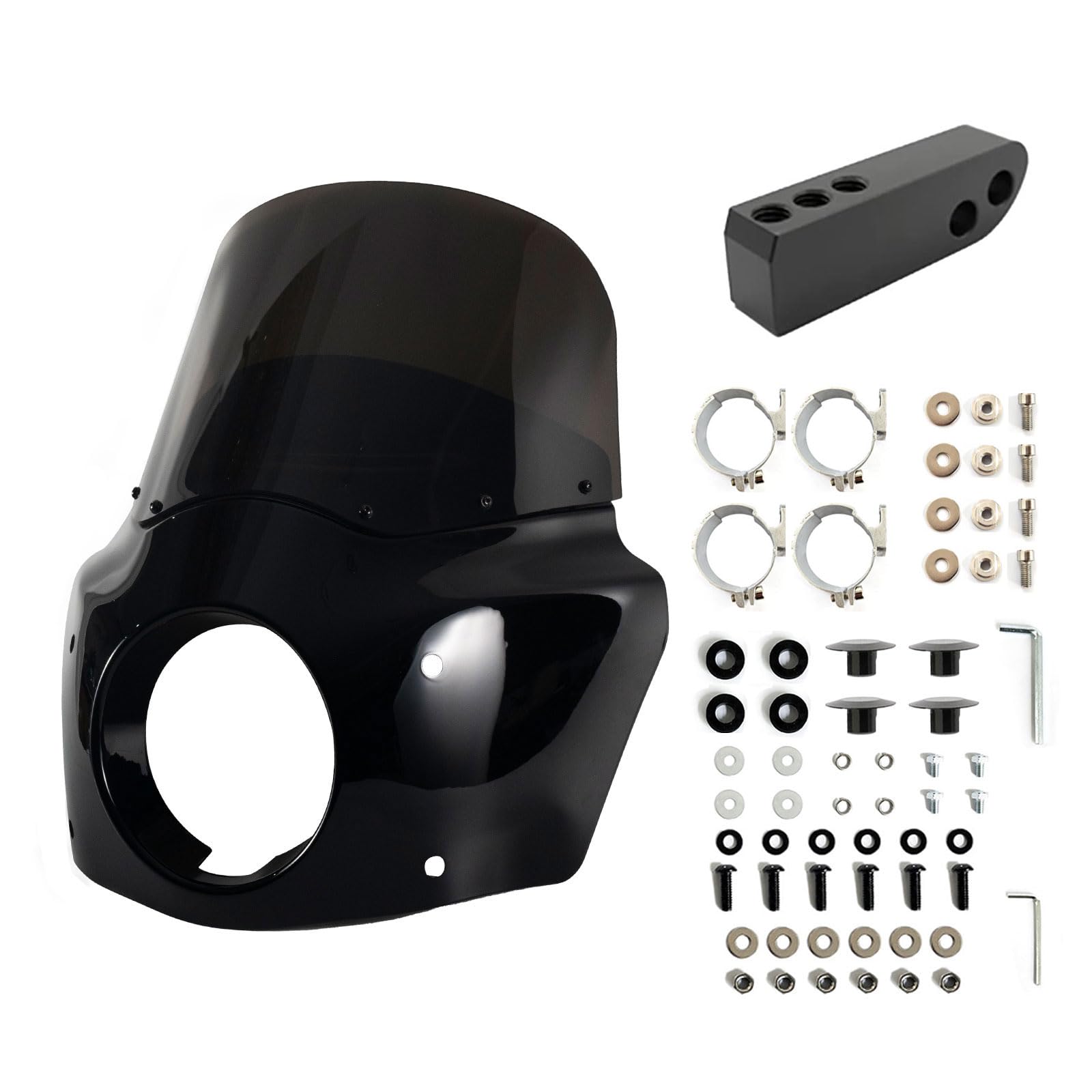 Smoked Motorcycle Windshield Kit for 2006-2017 Harley Davidson Dyna Street Bob Super Glide FXD FXDC Low Rider - 11