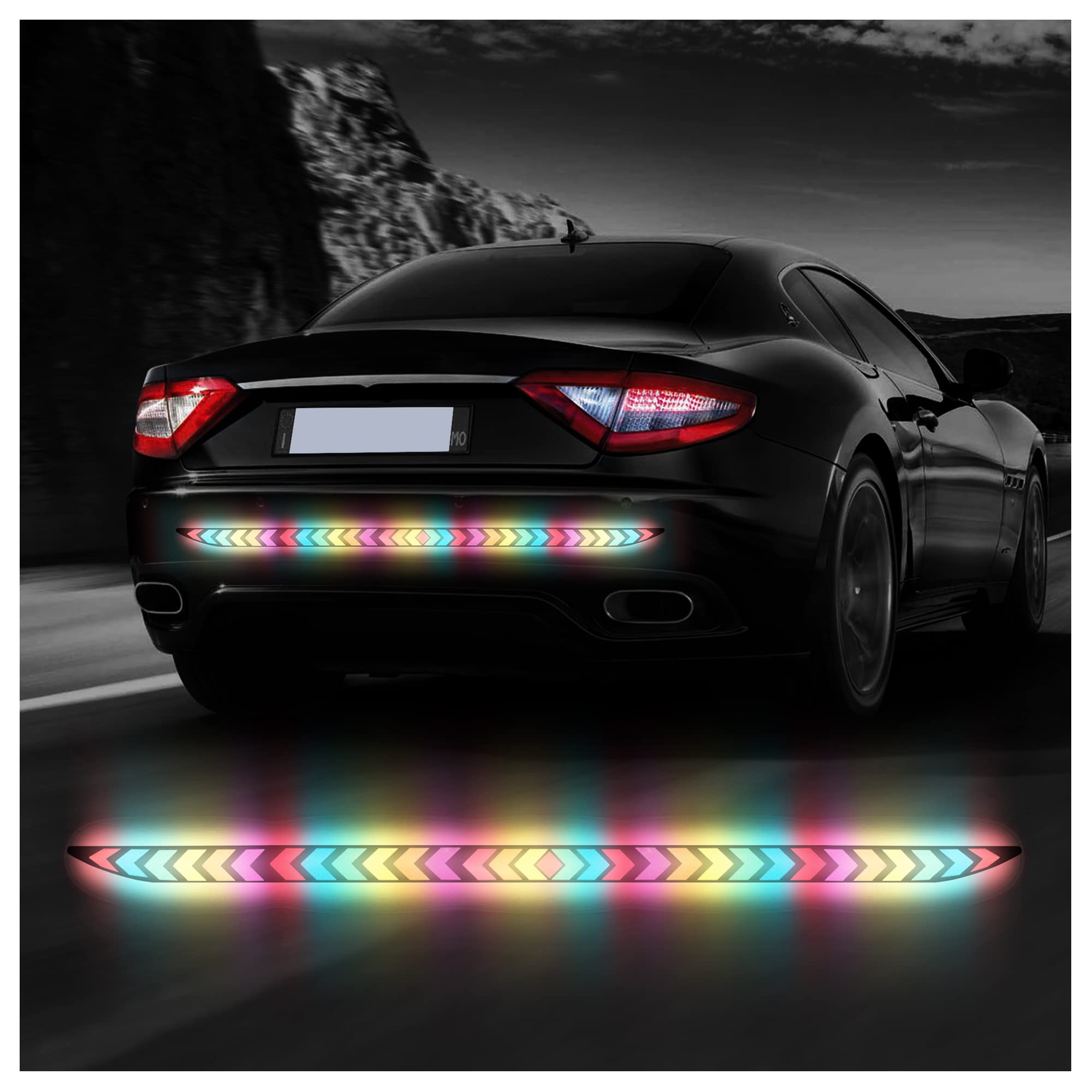 High Visibility Reflective Car Stickers - Colorful Safety Warning Decals for Vehicle Exterior, Rearview Mirror, Trunk & Bumper | Durable Adhesive for Night Driving & Road Safety