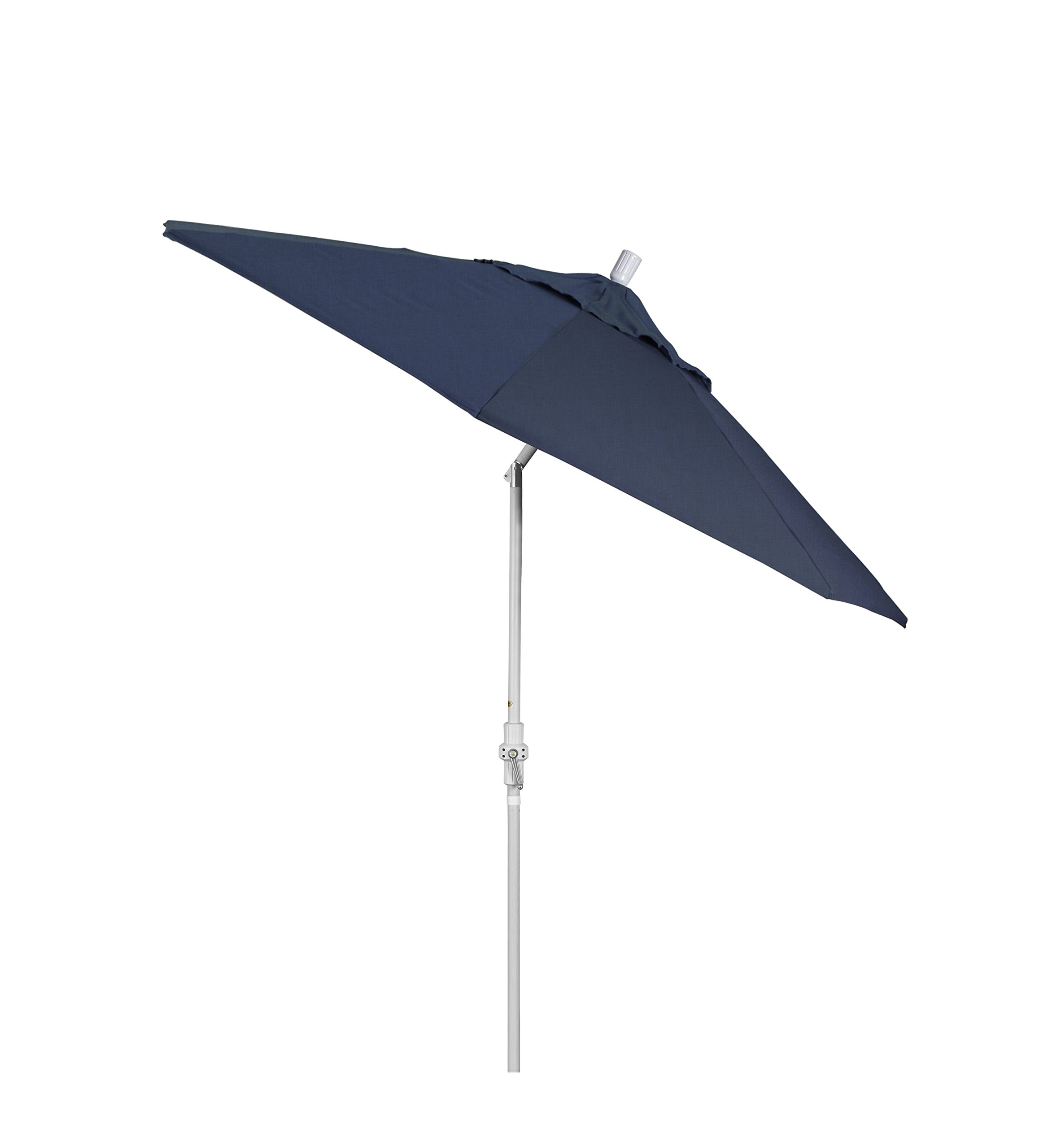 9' Round California Patio Umbrella with Crank Lift & Tilt - Aluminum Pole & Fiberglass Ribs - White & Indigo - Perfect for Poolside, Backyard, and Outdoor Dining Areas