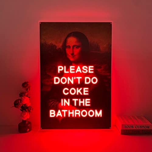 AOOS CUSTOM 'Please Don't Do Coke In The Bathroom' Neon Wall Sign - Vintage LED Neon Light for Bedroom, Home, Wedding & Party Decor - Perfect for Bar, Club, Dorm Room & Bathroom Décor