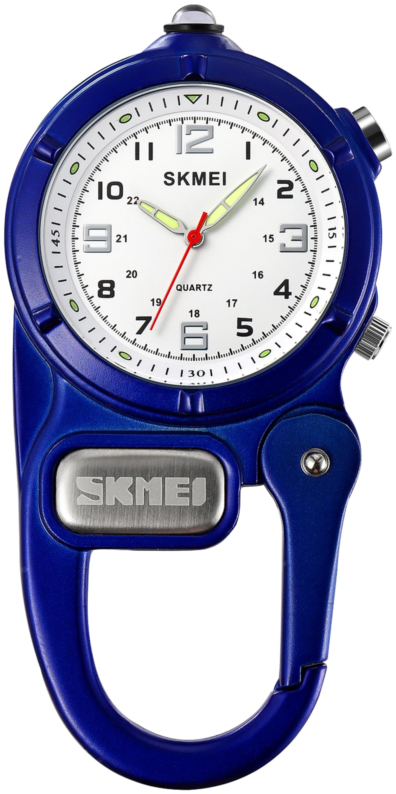 Clip On Carabiner Watch with Flashlight & Second Hand - Unisex Pocket Watch for Nursing, Backpack, Belt - Portable Outdoor Watch for Field Work, Climbing, Hiking & Sports Activities | Perfect for Adventurers, Nurses & Outdoor Enthusiasts