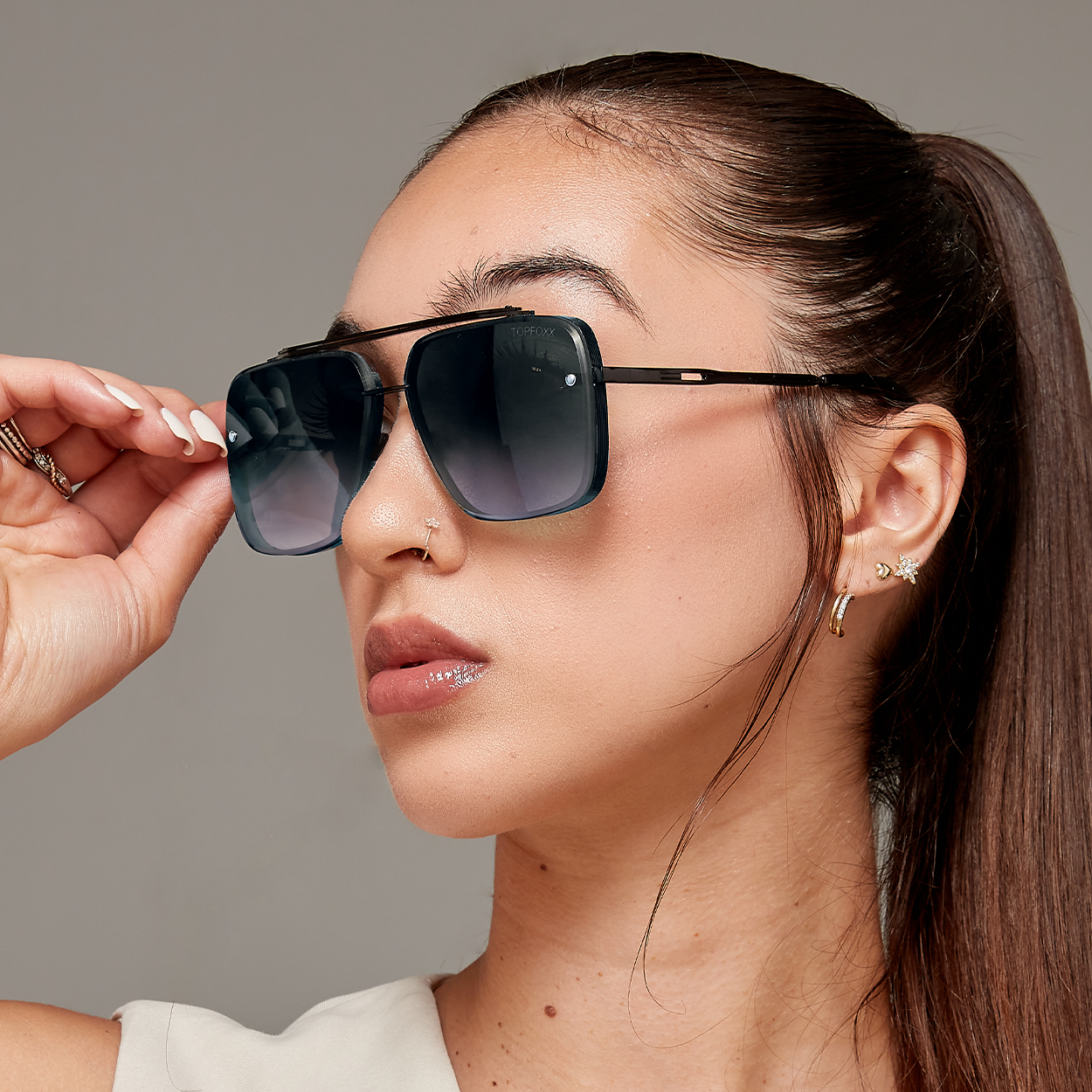 Bella Midnight Tangle-Free Aviator Sunglasses for Women - Polarized UV Protection - Stylish & Comfortable for Driving, Beach & Outdoor Activities