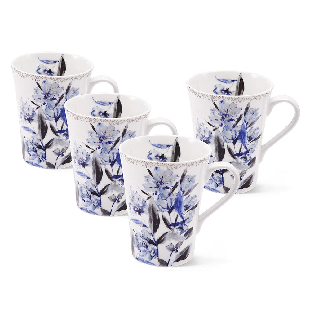 Kaia Platinum Set of 4 Elegant Coffee Mugs - Perfect for Home, Office & Gifts - Durable Ceramic Cups for Tea, Hot Chocolate & Cappuccino