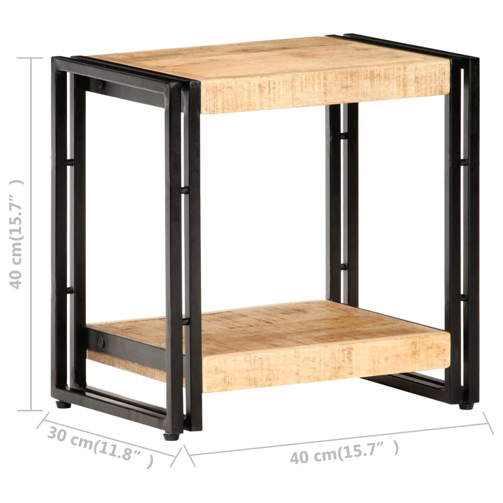Rustic Mango Wood Side Table - 15.7