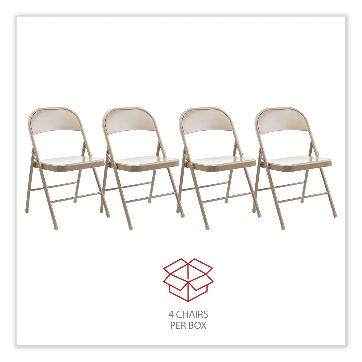 Alera® Armless Steel Folding Chair - Heavy Duty 275 lb Capacity - Tan Seat & Back - Space Saving Design - Perfect for Events, Parties, and Home Use