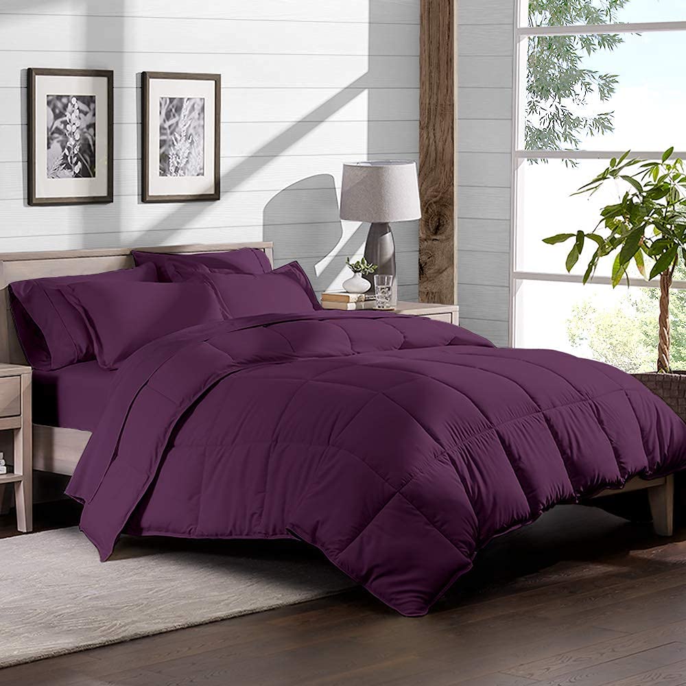 Bare Home Twin XL Sheet Set - 1800 Ultra-Soft Microfiber Bed Sheets & Comforter Set (Twin/Twin XL, Plum) - All Season Breathable Bedding for College Dorms, Guest Rooms & Cozy Sleep