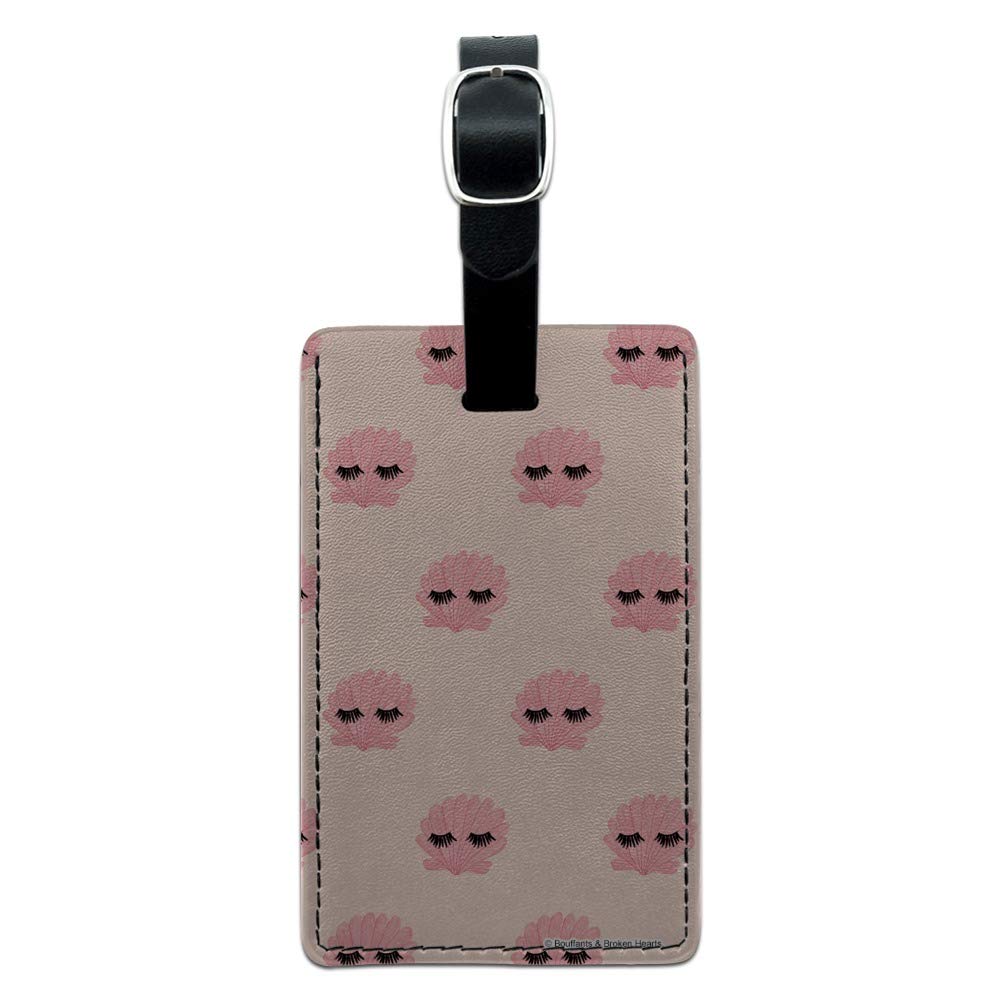 Stylish Rectangle Leather Luggage Tag with Seashell & Lash Design - Durable Carry-On ID Tag for Suitcases, Travel Bags & Backpacks | Perfect for Airports, Business Trips & Vacation Travel Accessories