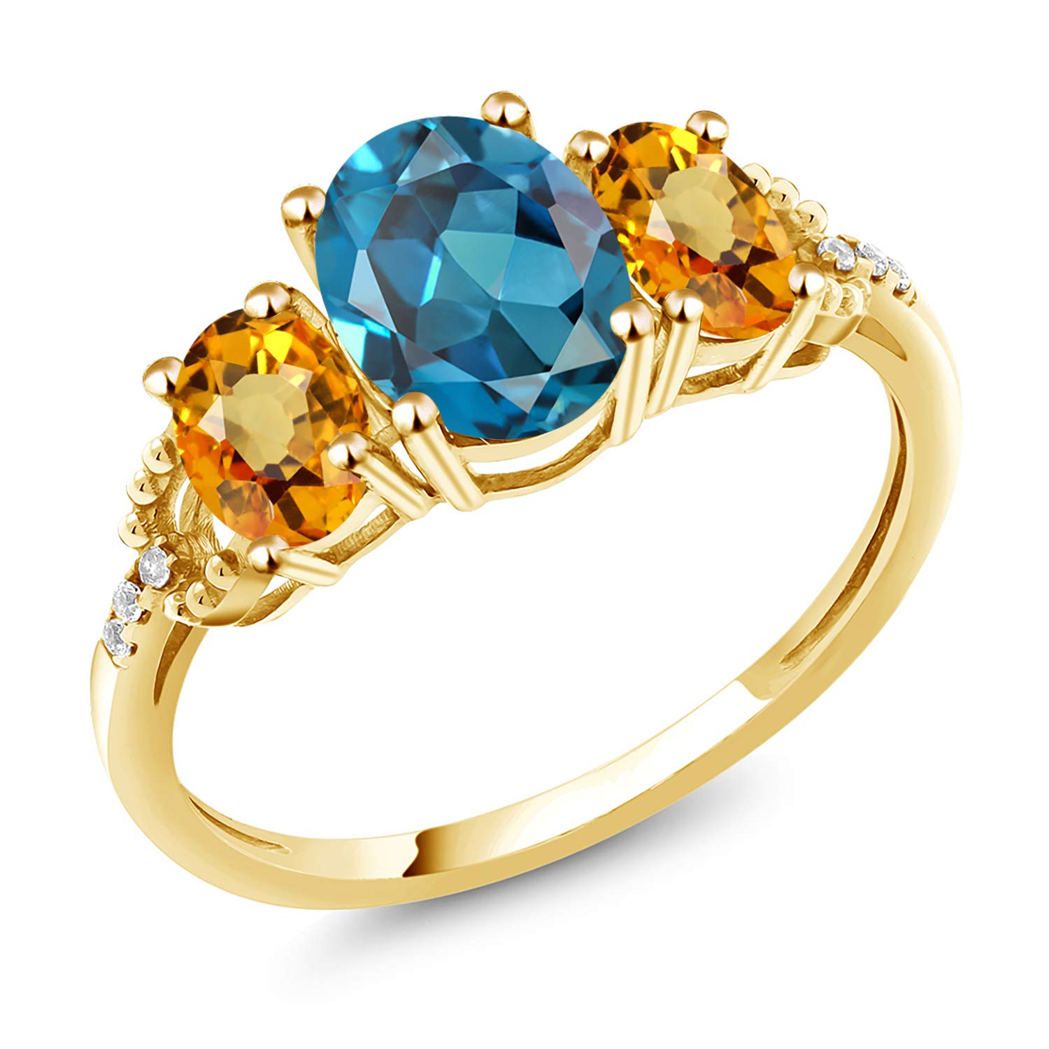 2.77 Ct Oval London Blue Topaz & Yellow Sapphire 10K Yellow Gold Ring for Women - Elegant Gemstone Jewelry for Engagement, Wedding, Anniversary & Special Occasions
