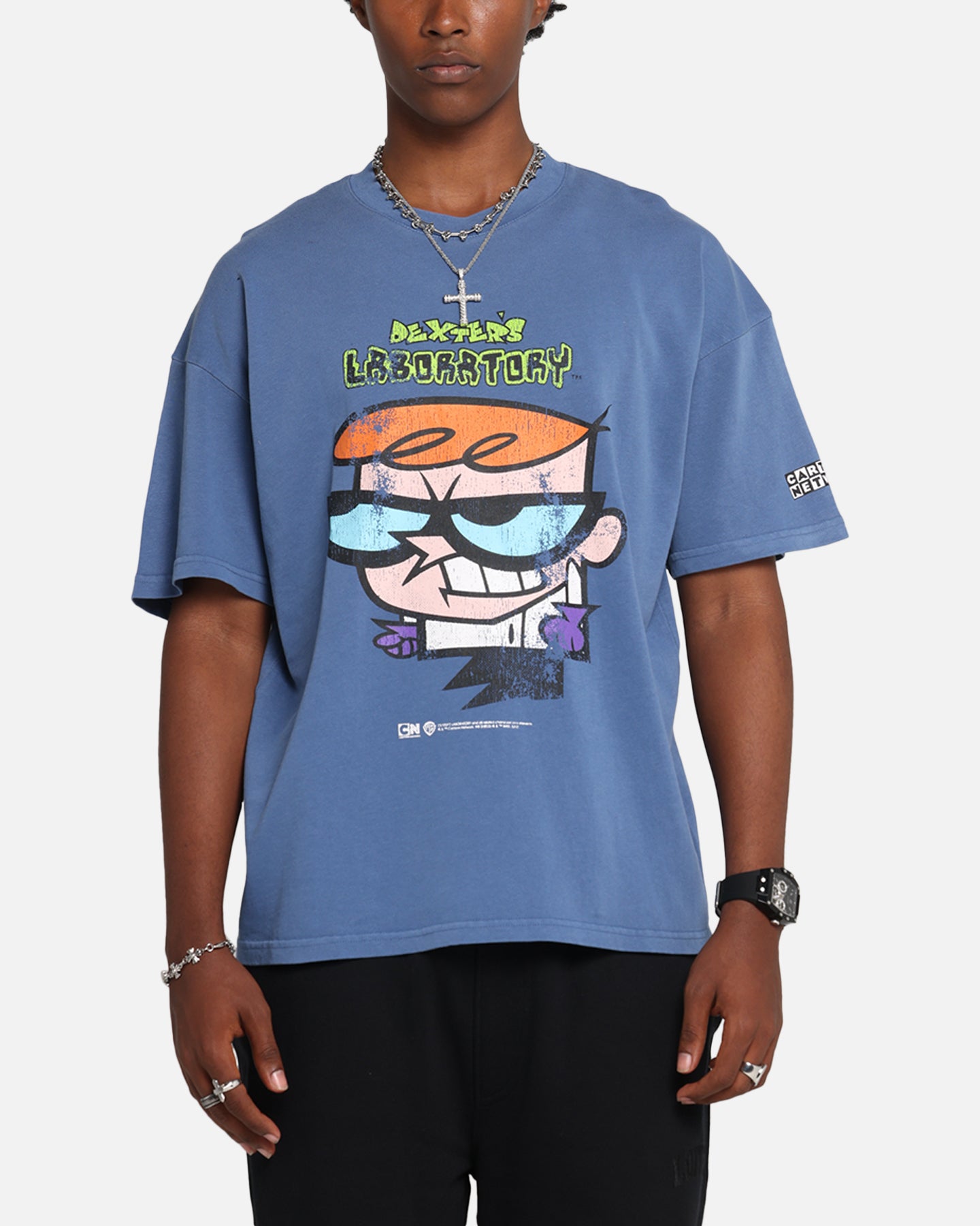 Vintage Dexter's Laboratory Cartoon Network T-Shirt - 73 Studio X Grail Cobalt Blue Tee - Perfect for Cosplay, Comic Con & Retro Gaming Fans
