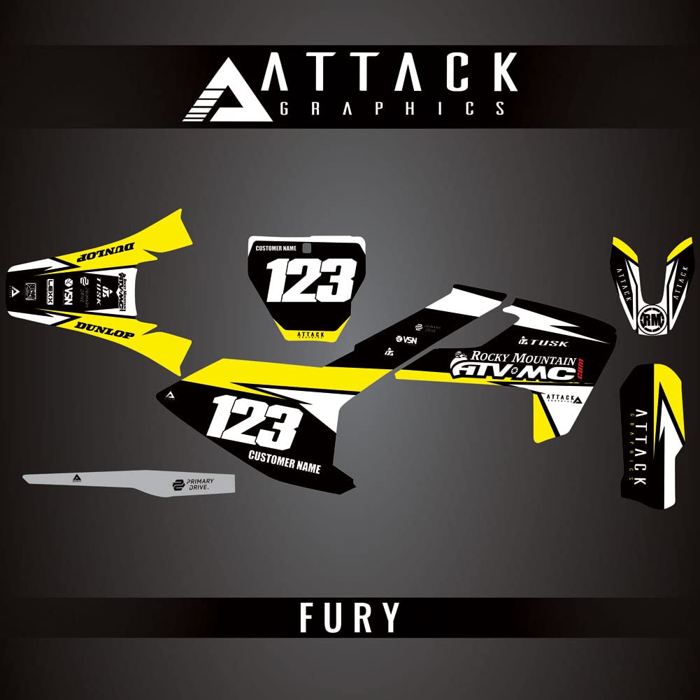 Attack Graphics Custom Fury Complete Bike Graphics Kit for Husqvarna FC 450 2017 - High-Quality Dirt Bike Decals - Perfect for Motocross Racing & Off-Road Adventures