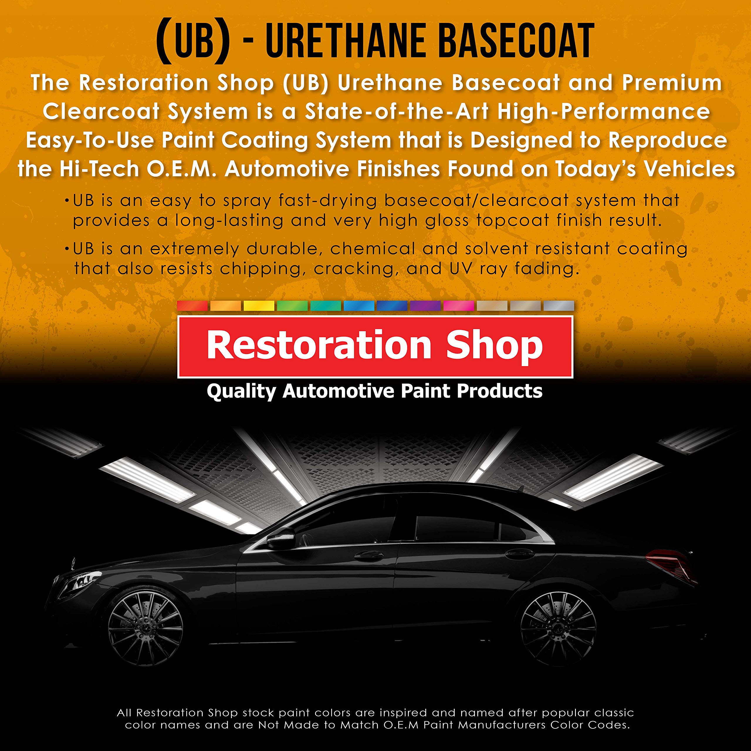 Restoration Shop - Black Sparkle Metallic Urethane Basecoat with Clearcoat Auto Paint Kit (1 Gallon) - Professional High Gloss Automotive Refinishing Coating for Cars & Trucks - Perfect for DIY Car Restoration & Professional Auto Body Repair